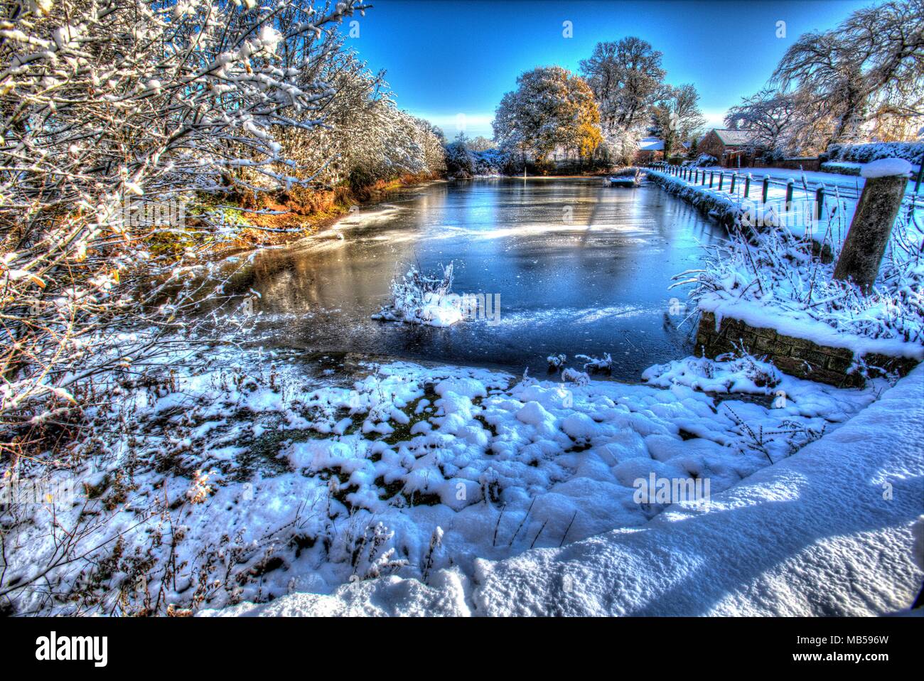 Village of Coddington, England. Artistic winter view of Coddington
