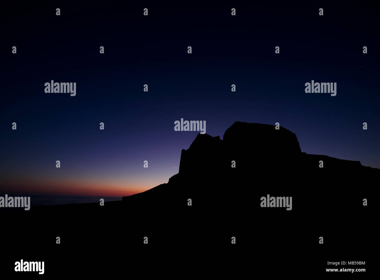Jubilee Tower on the summit of Moel Famau at dawn, North Wales Stock Photo