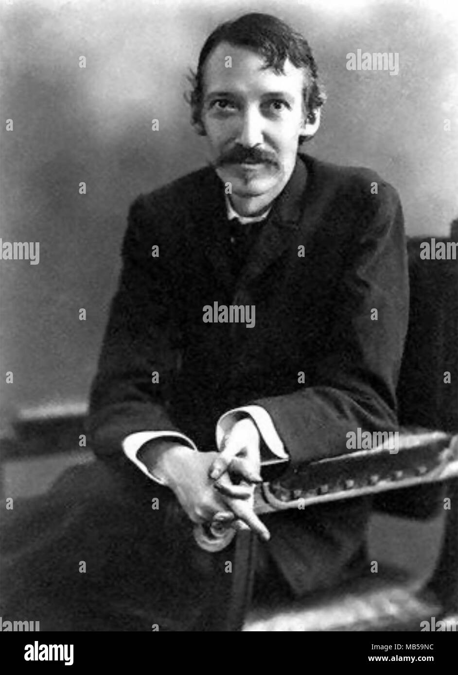 ROBERT LEWIS STEVENSON (1850-1894) Scottish novelist in 1893. Photo: Henry Barnett Stock Photo
