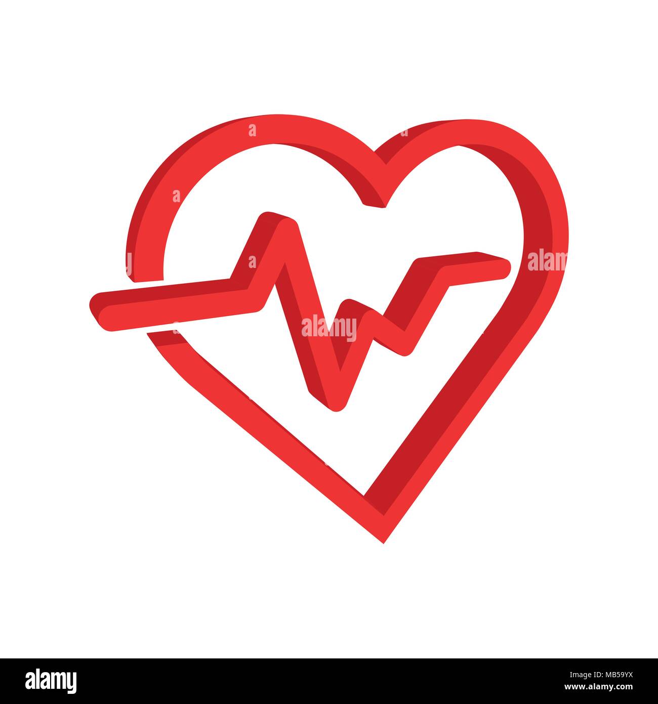 Heartbeat line with heart icon in flat style. Heartbeat illustration on ...