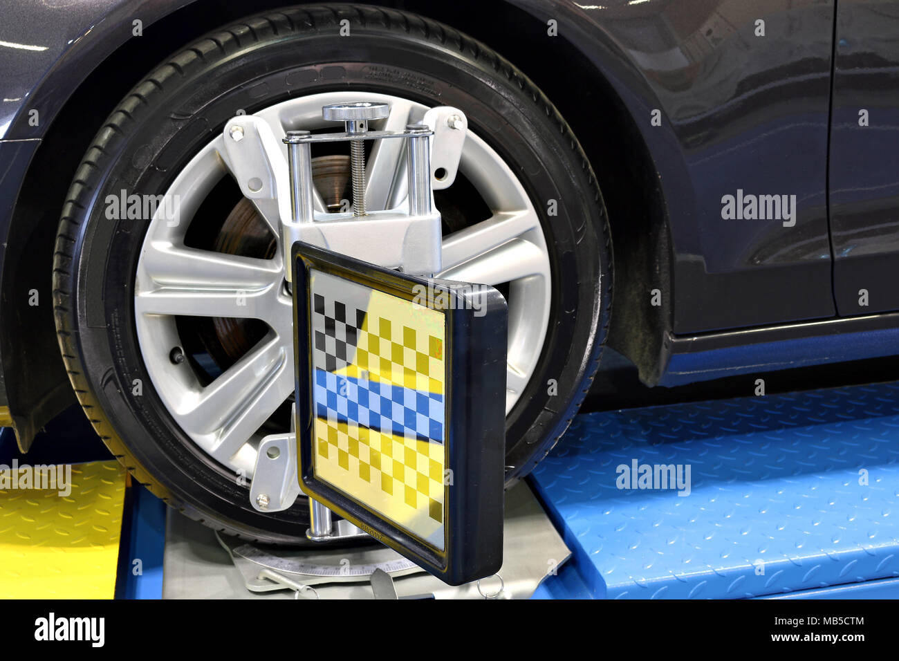 car optical wheel alignment gauge Stock Photo