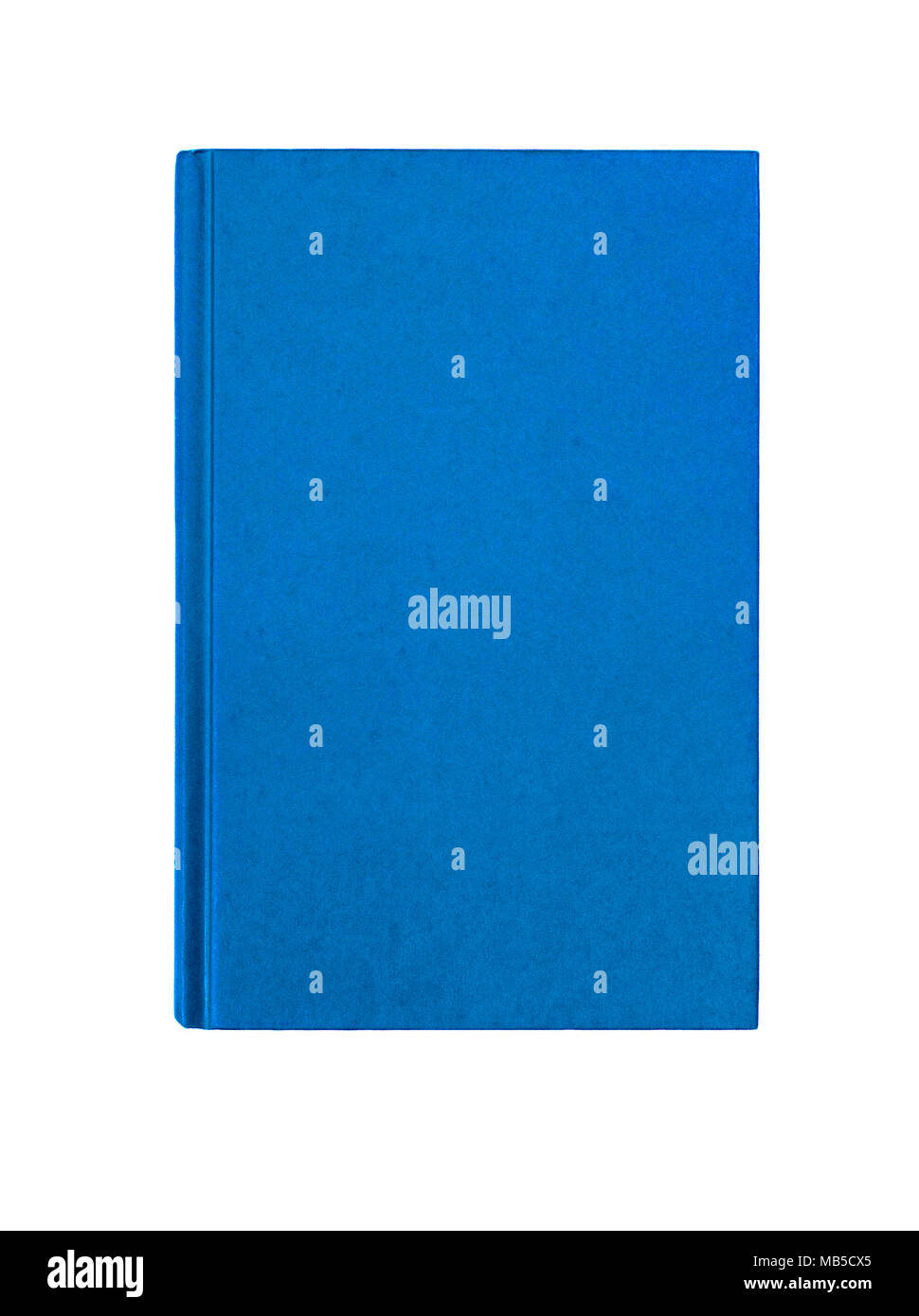 Bright  blue plain hardcover book front cover upright vertical isolated on white Stock Photo