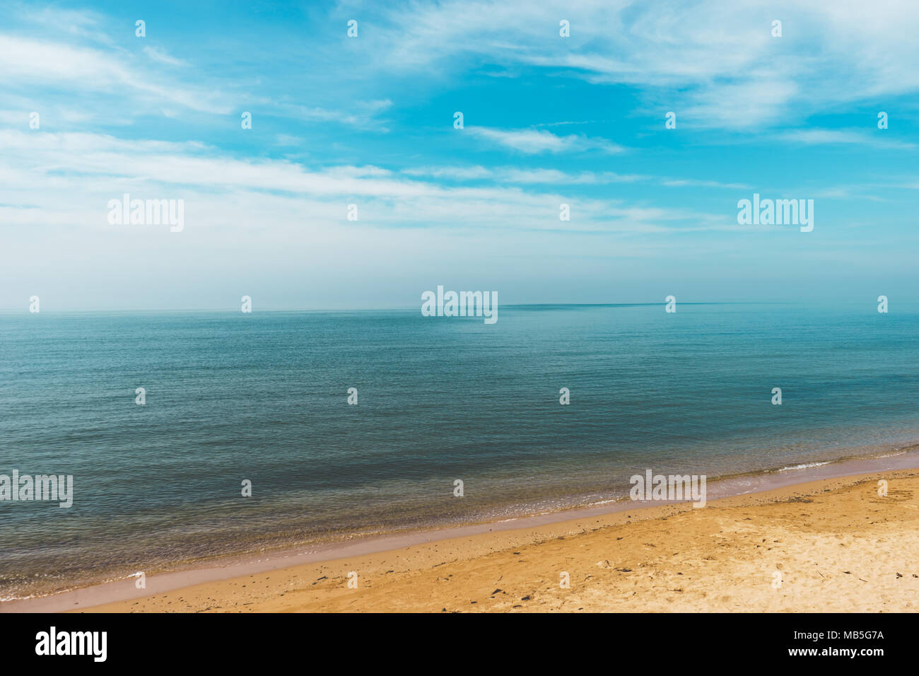 Sand Sea and Blue sky Landscpe Stock Photo - Alamy