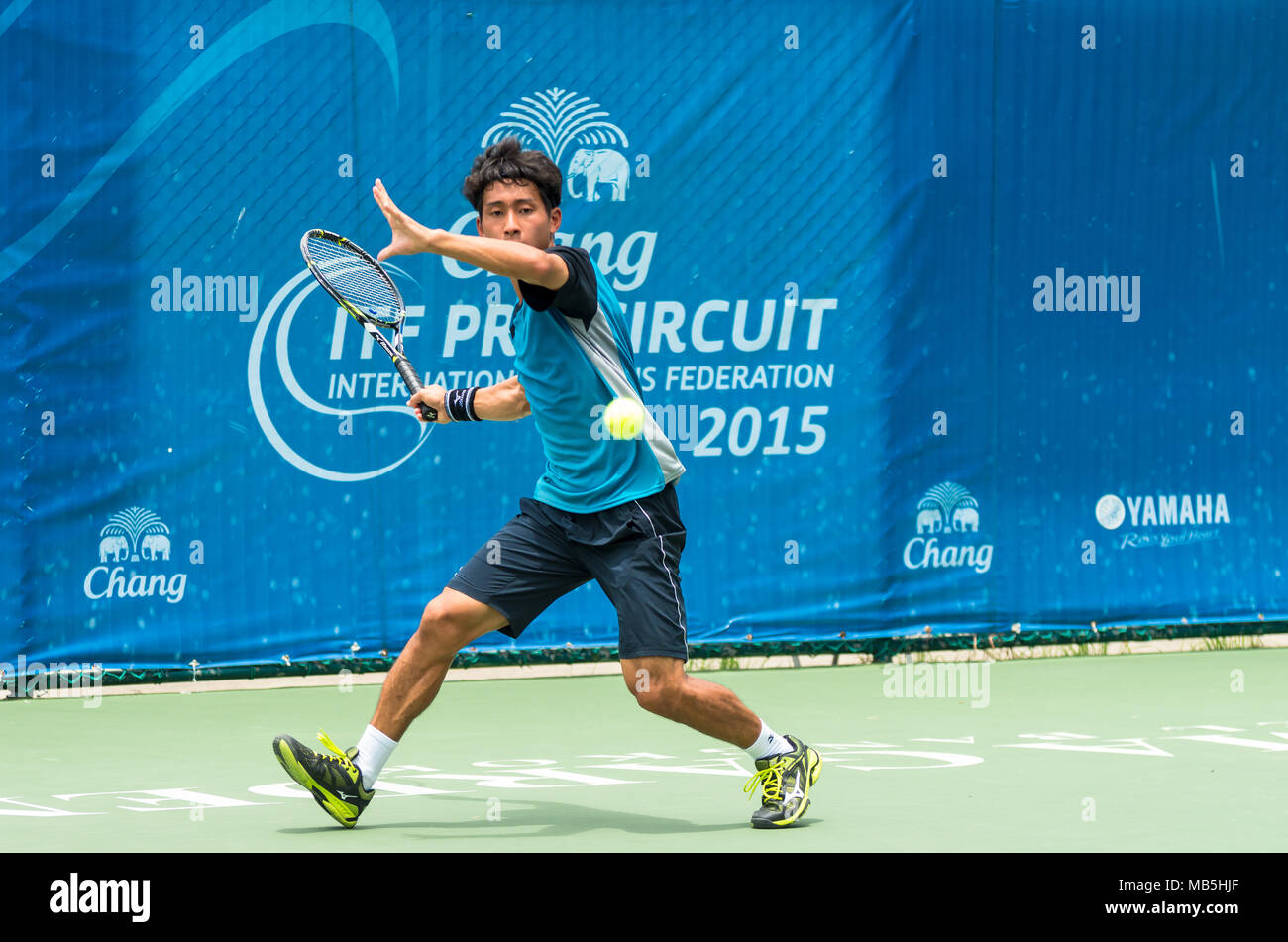 BANGKOK June 24 : Kazuma Kawachi of Japan action in Chang ITF Pro