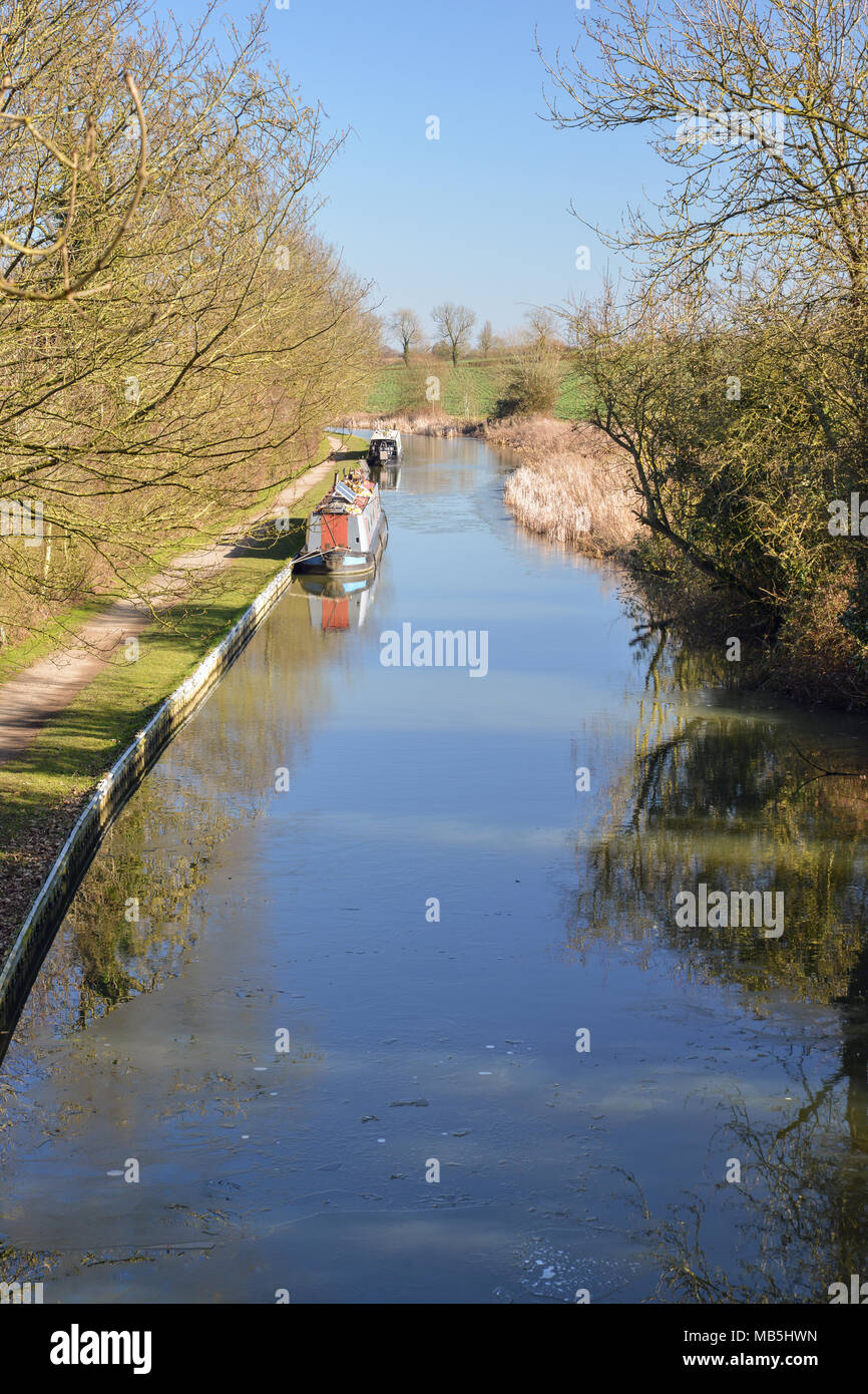 Grand Union Canal at Foxton Market Harbour Stock Photo