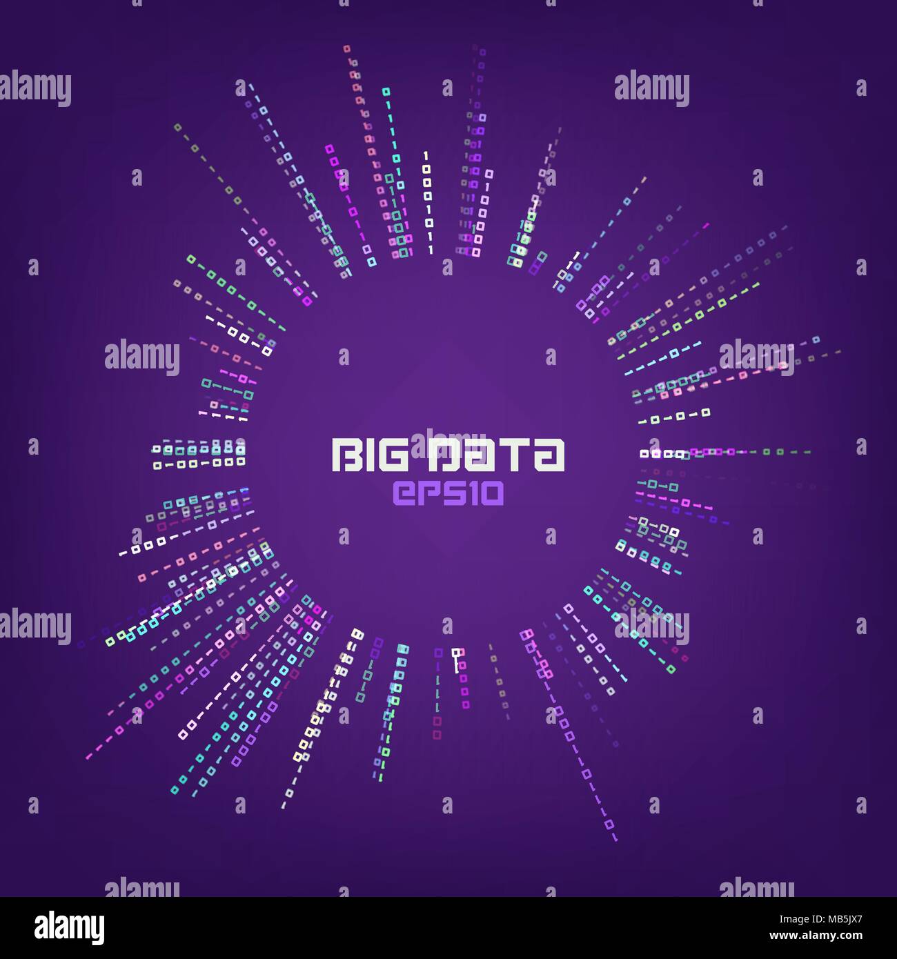 Circle bigdata abstract vector background. Digital columns of information. Big data concept Stock Vector