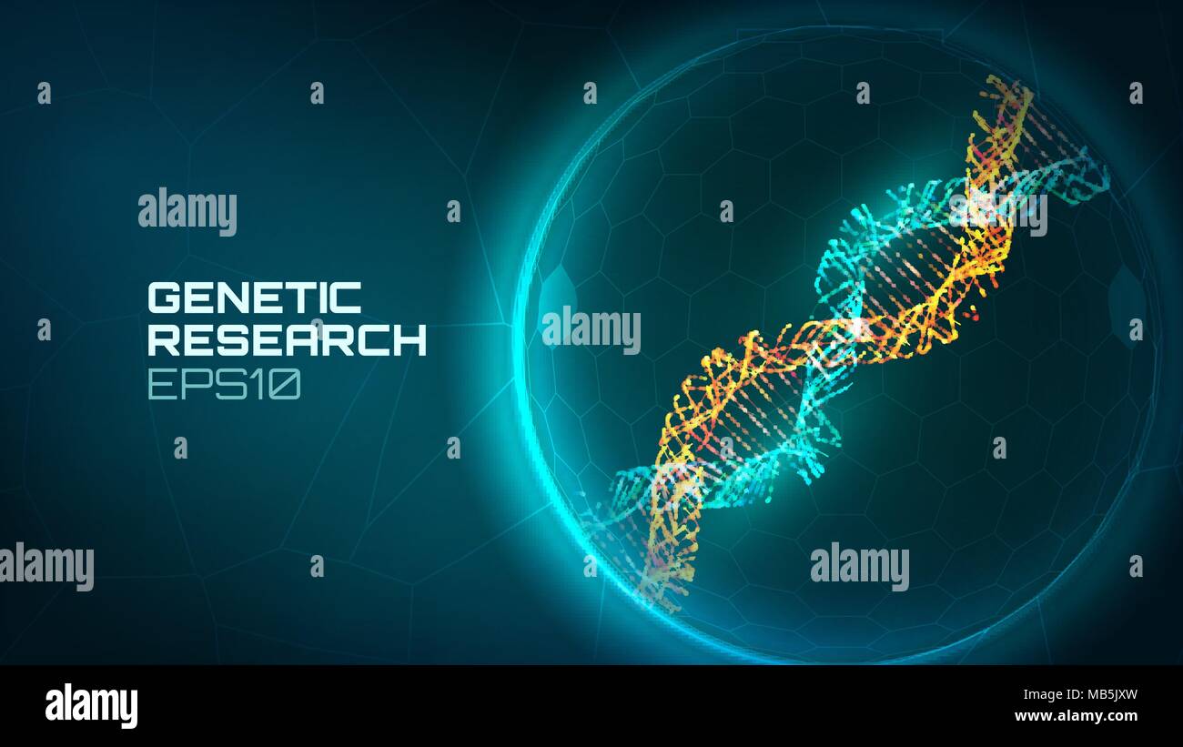 Dna helix vector background. Genetic reseacrch process. Modified gene. Science biology dna technology background Stock Vector