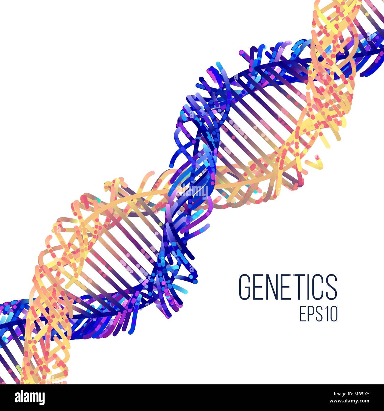 Minimal dna helix flat illustration on the white background Stock Vector