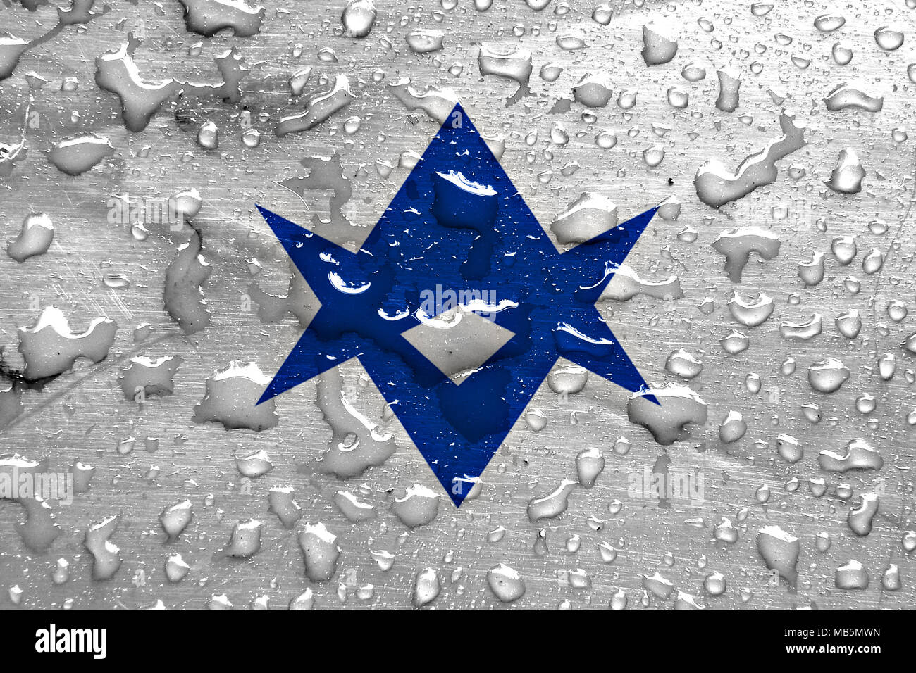 flag of Toyota with rain drops Stock Photo
