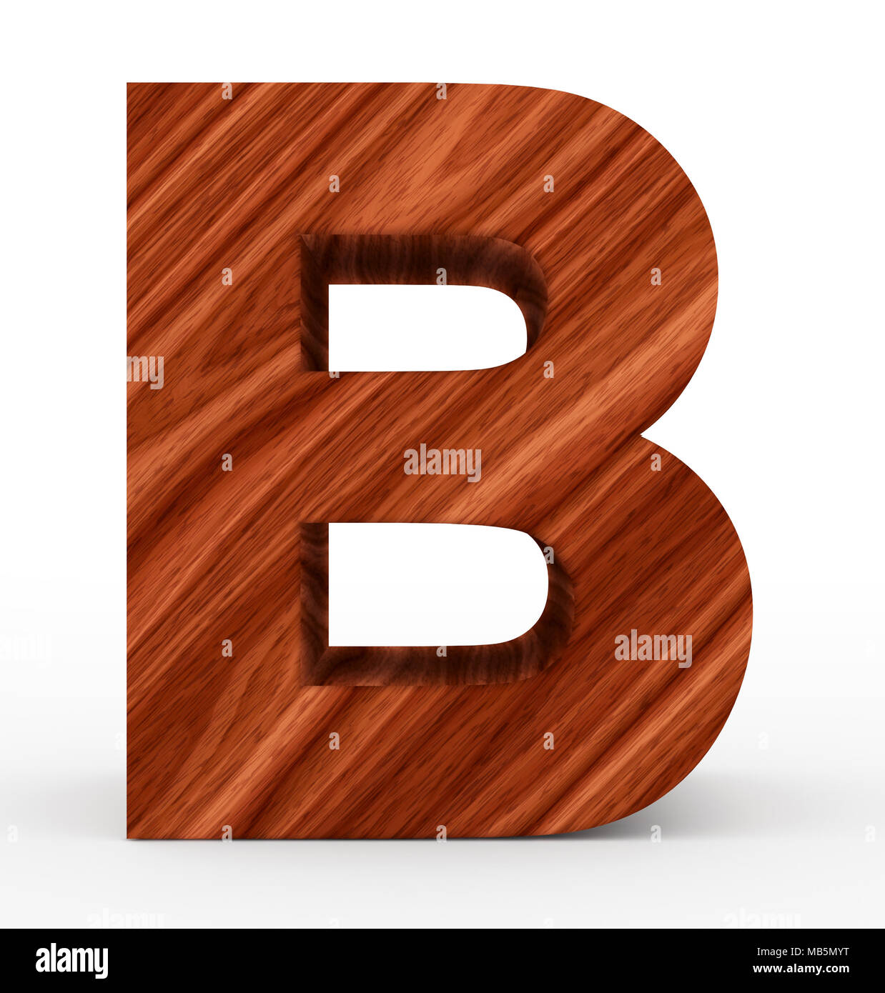 letter B 3d wooden isolated on white - 3d rendering Stock Photo - Alamy