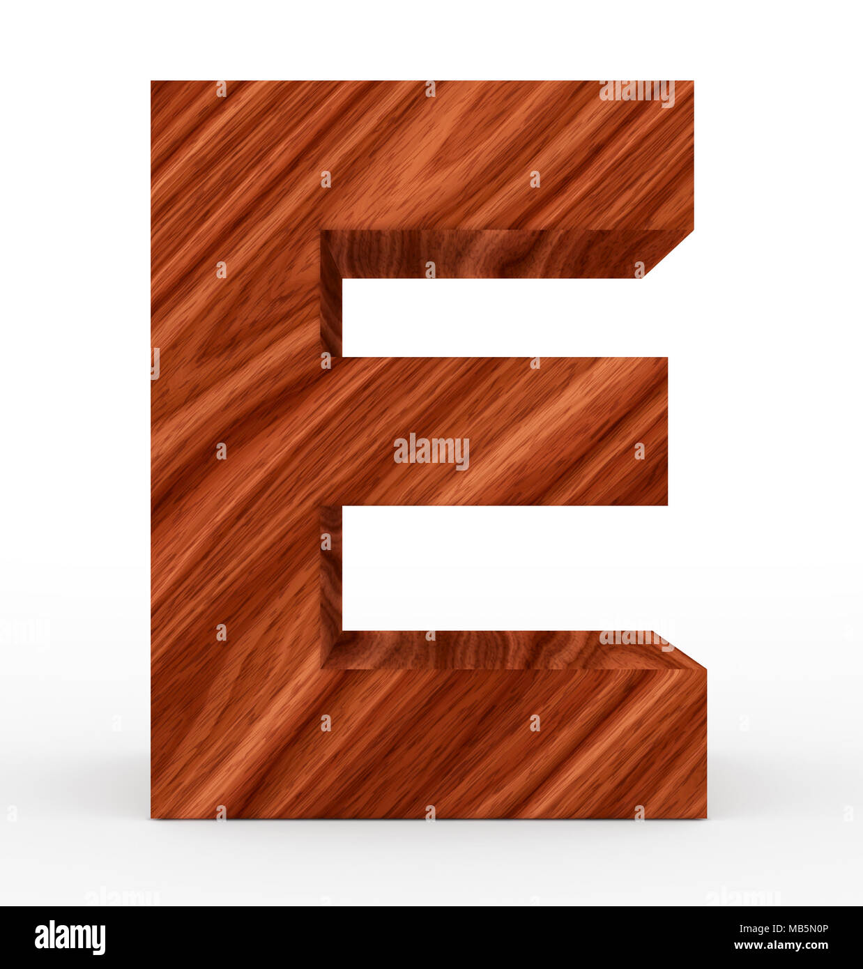 letter E 3d wooden isolated on white - 3d rendering Stock Photo - Alamy