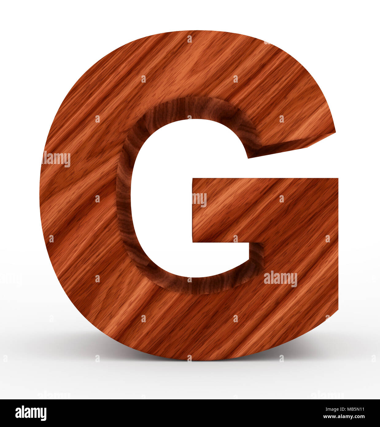 letter G 3d wooden isolated on white - 3d rendering Stock Photo - Alamy