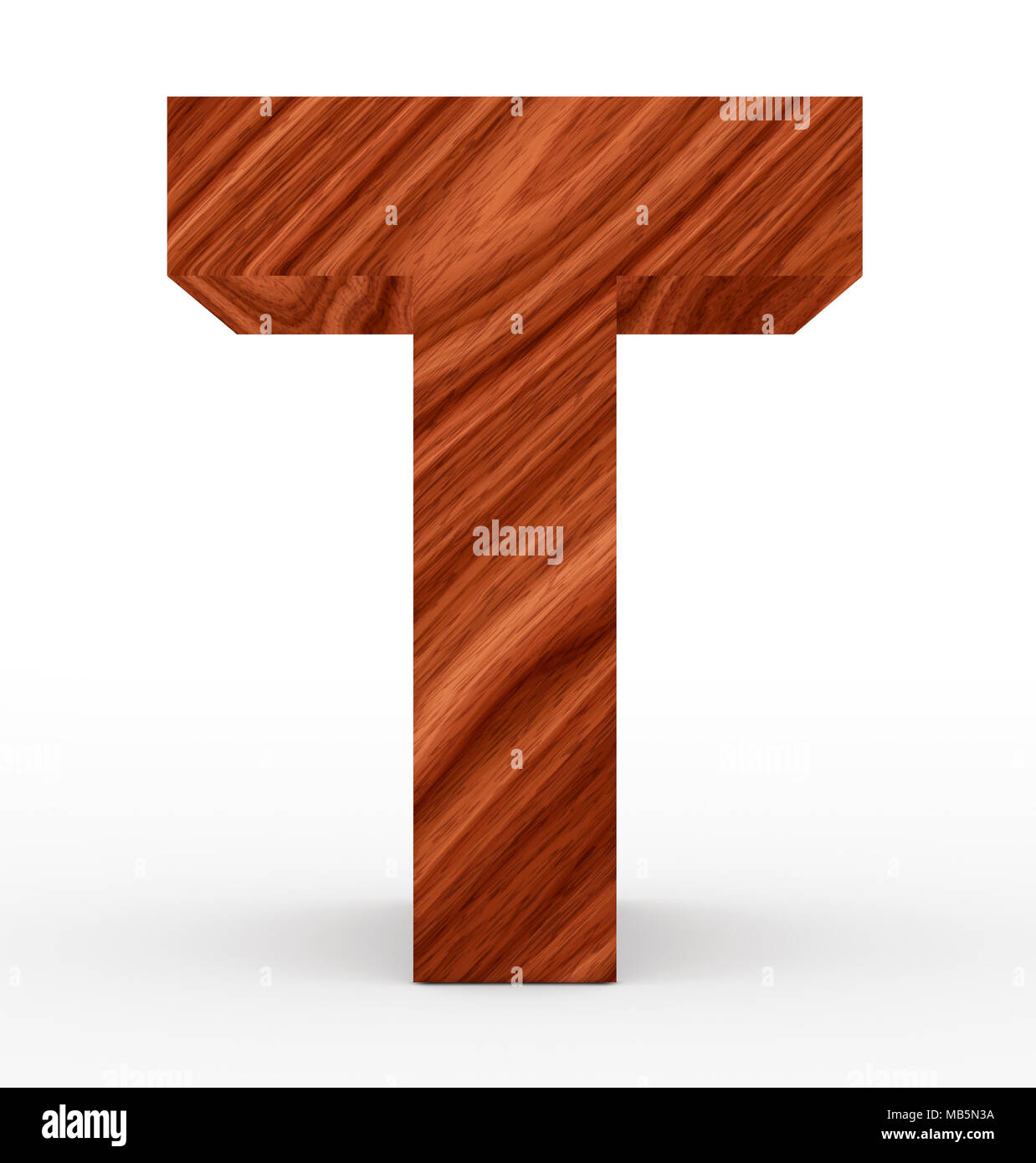 letter T 3d wooden isolated on white - 3d rendering Stock Photo - Alamy