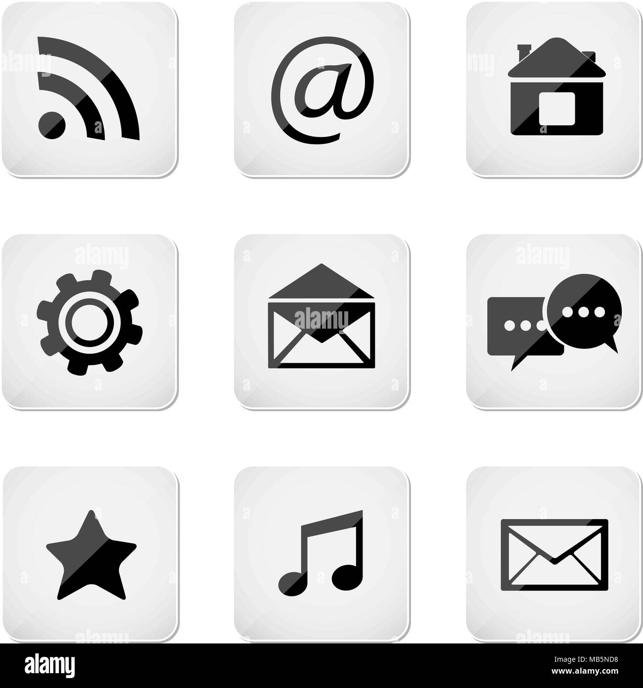 Contact buttons set, e-mail icons Stock Vector