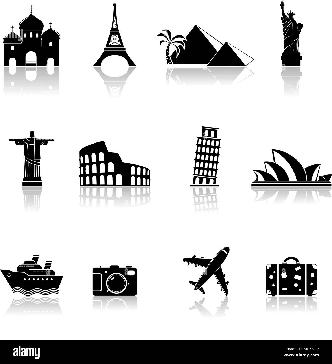 Travel and landmarks icons. Vector illustration Stock Vector Image ...