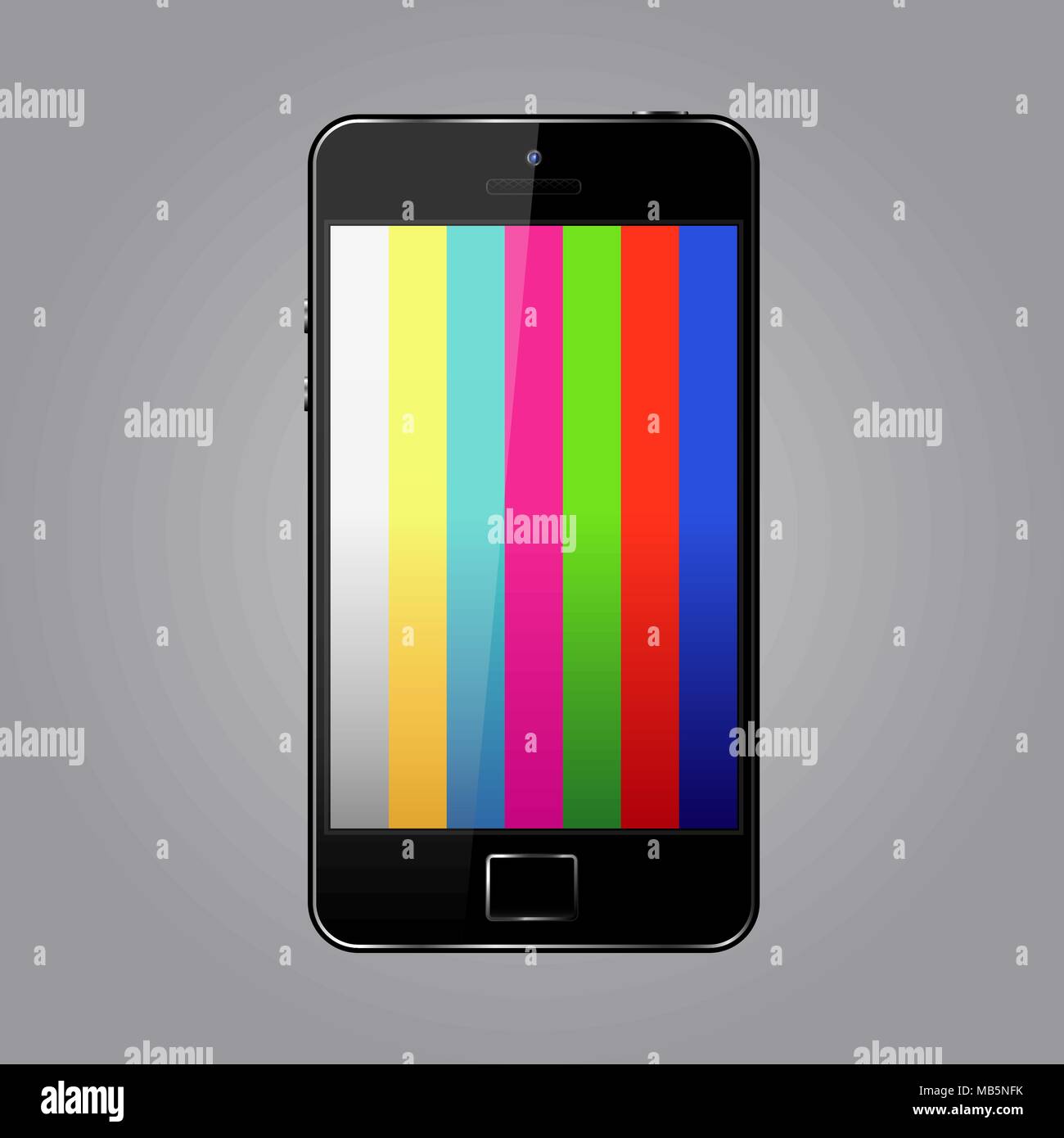 Mobile phone with tv test pattern screen Stock Vector