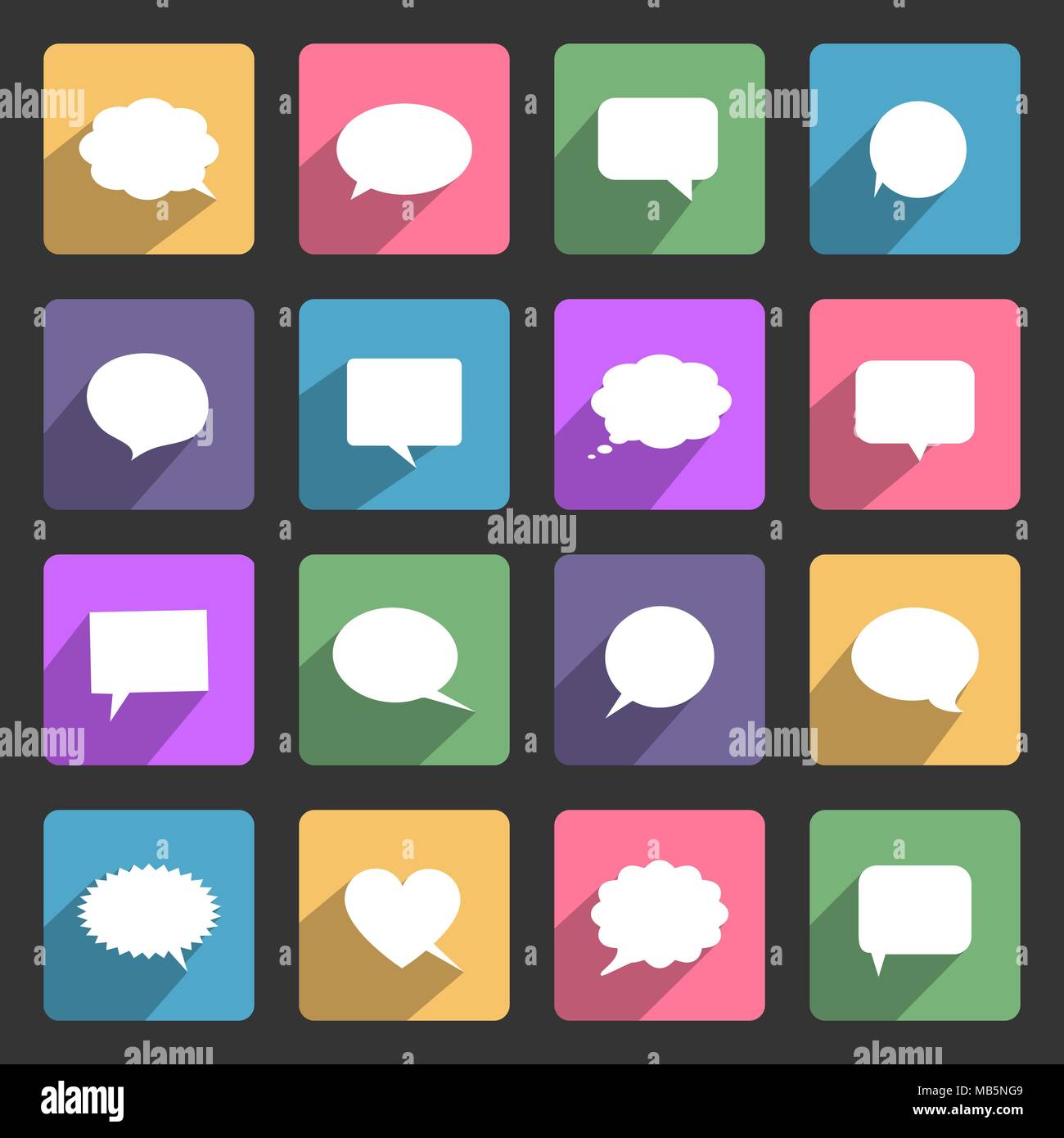 Speech bubbles vector flat icons set Stock Vector