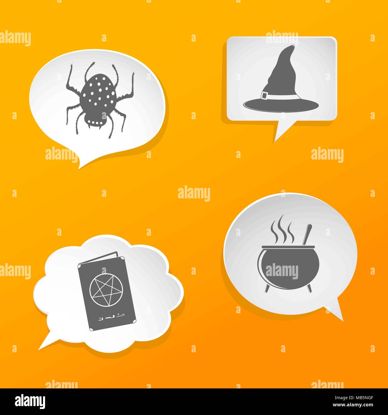 Speech bubbles with Halloween symbols Stock Vector