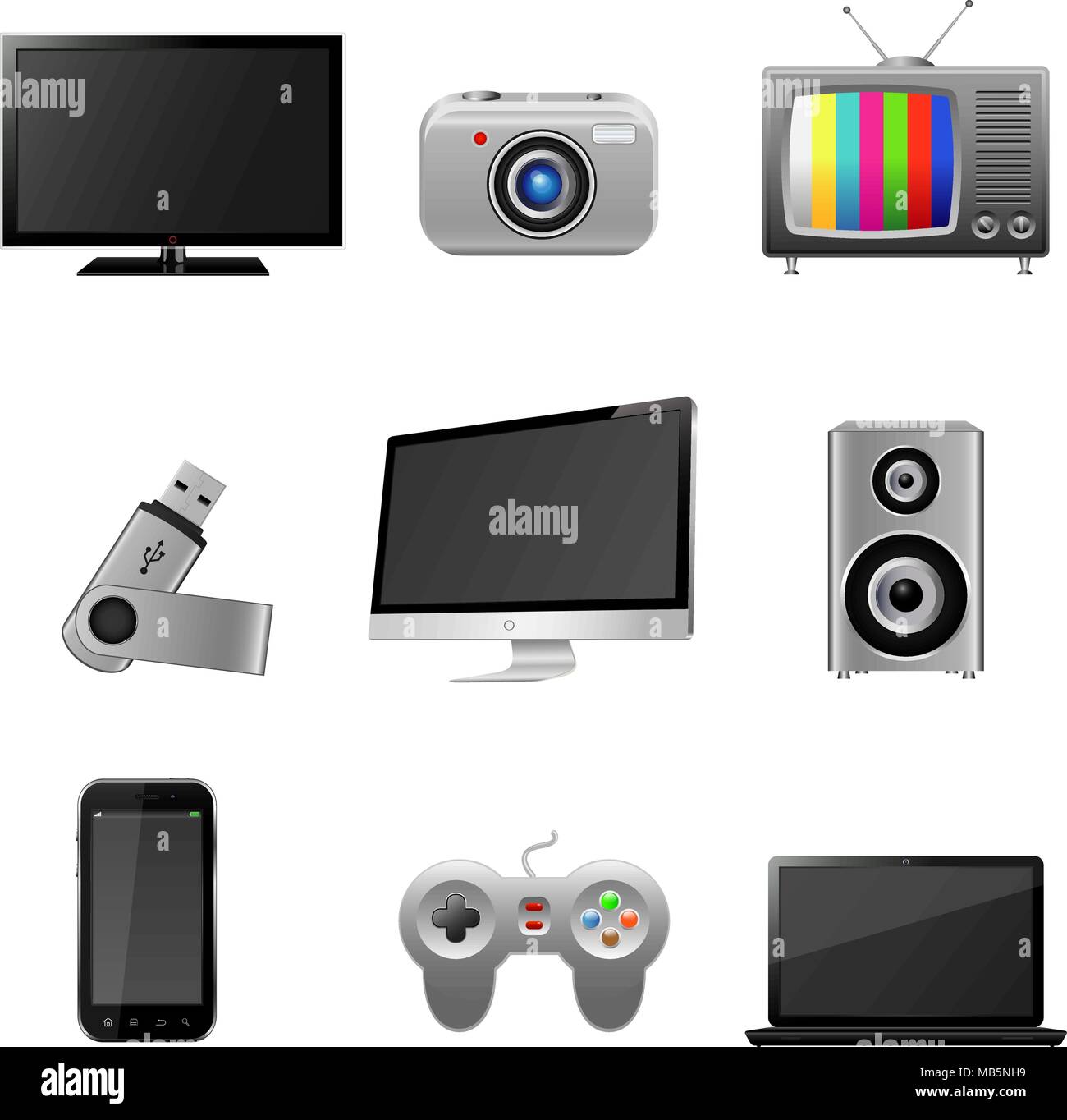 Technology gadget and devices icons set Stock Vector