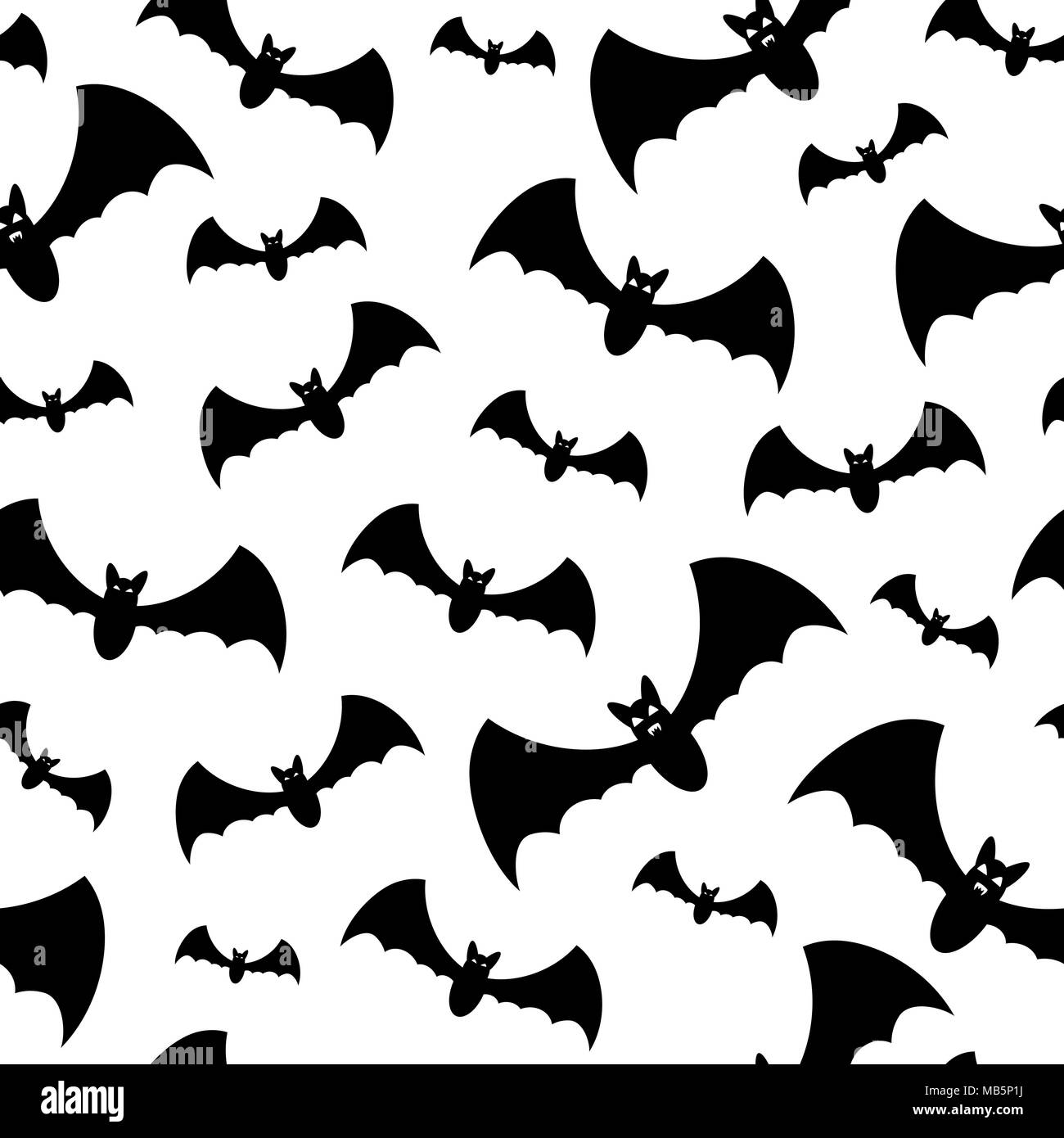 Seamless pattern with black bats on white background Stock Vector Image ...
