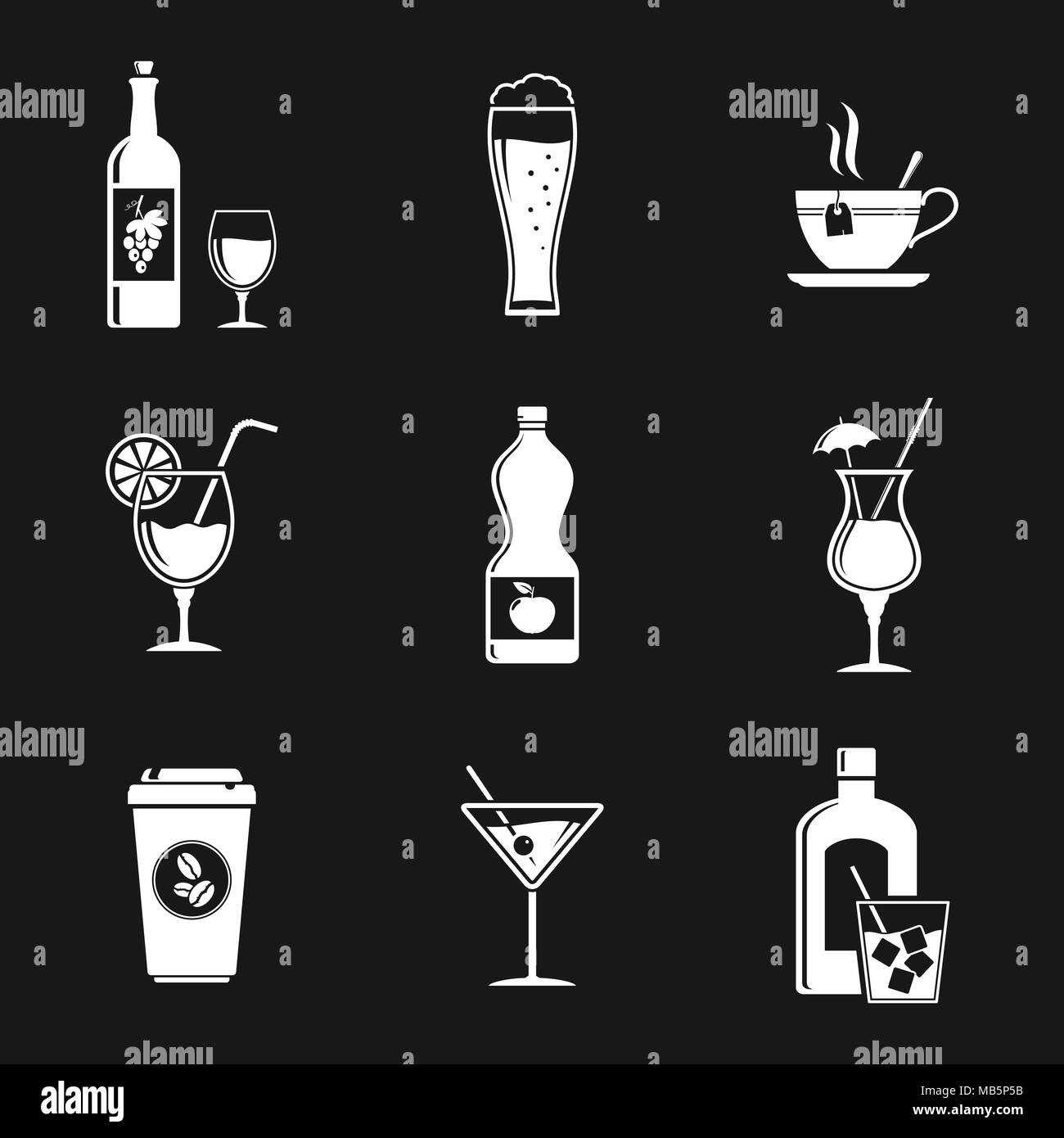 Drink Icons Set Vector Stock Vector Image & Art Alamy