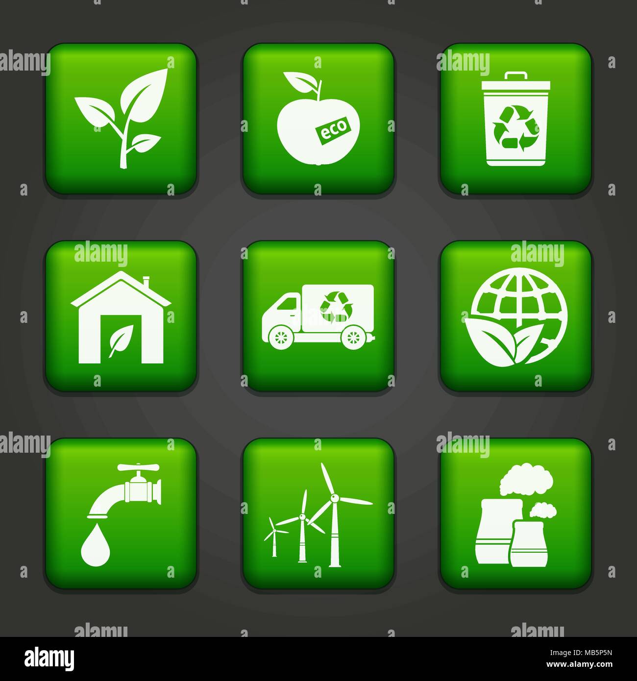 ECO icons, vector web buttons Stock Vector