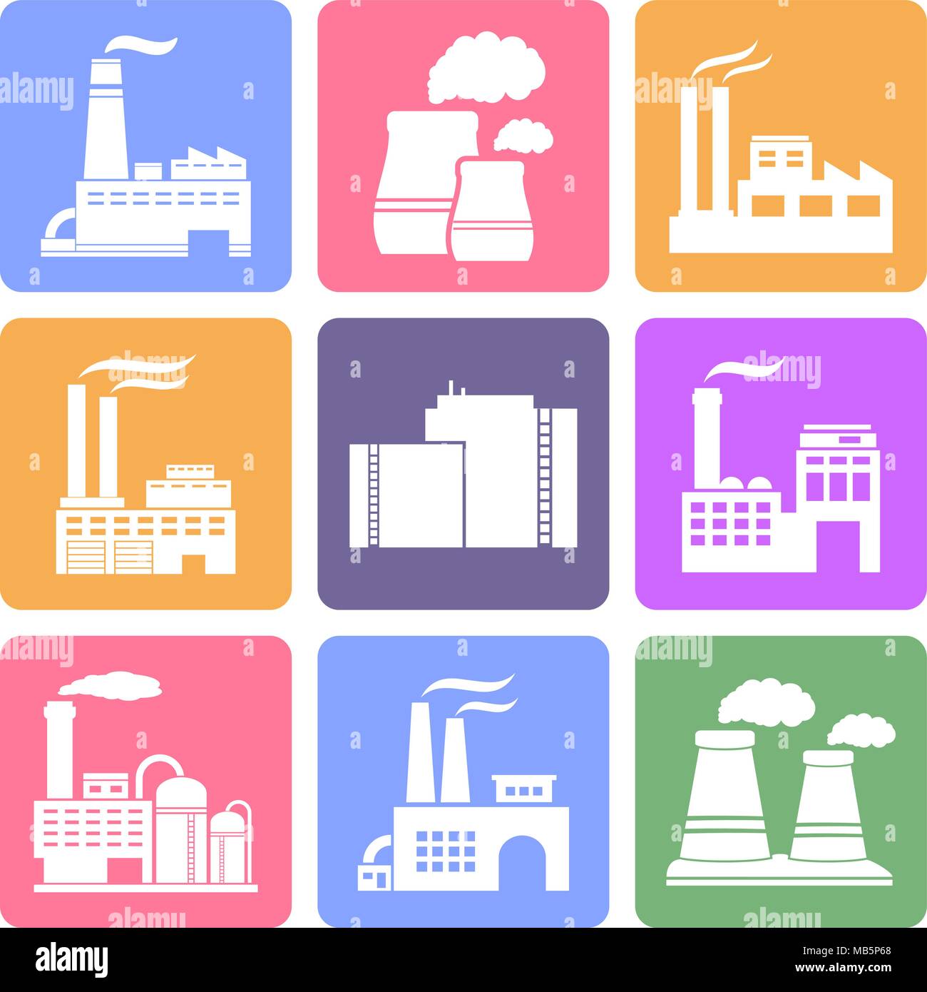 Industrial building icons, flat design Stock Vector Image & Art - Alamy