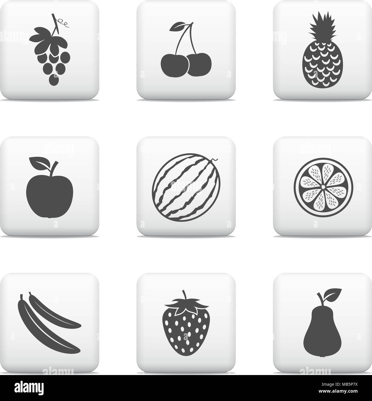 Vector fruit icons, web buttons Stock Vector