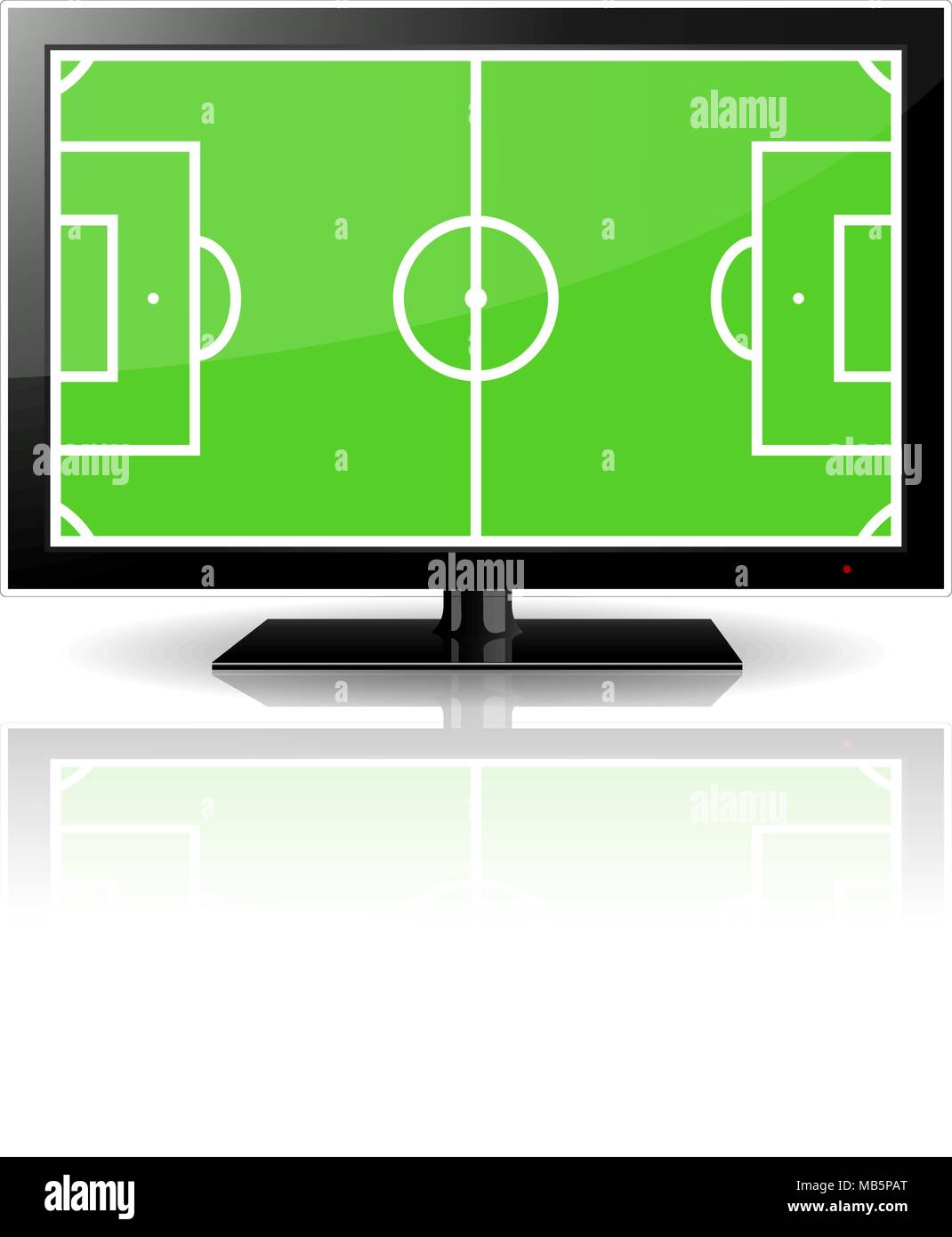 Modern LCD smart TV with football field on screen Stock Vector