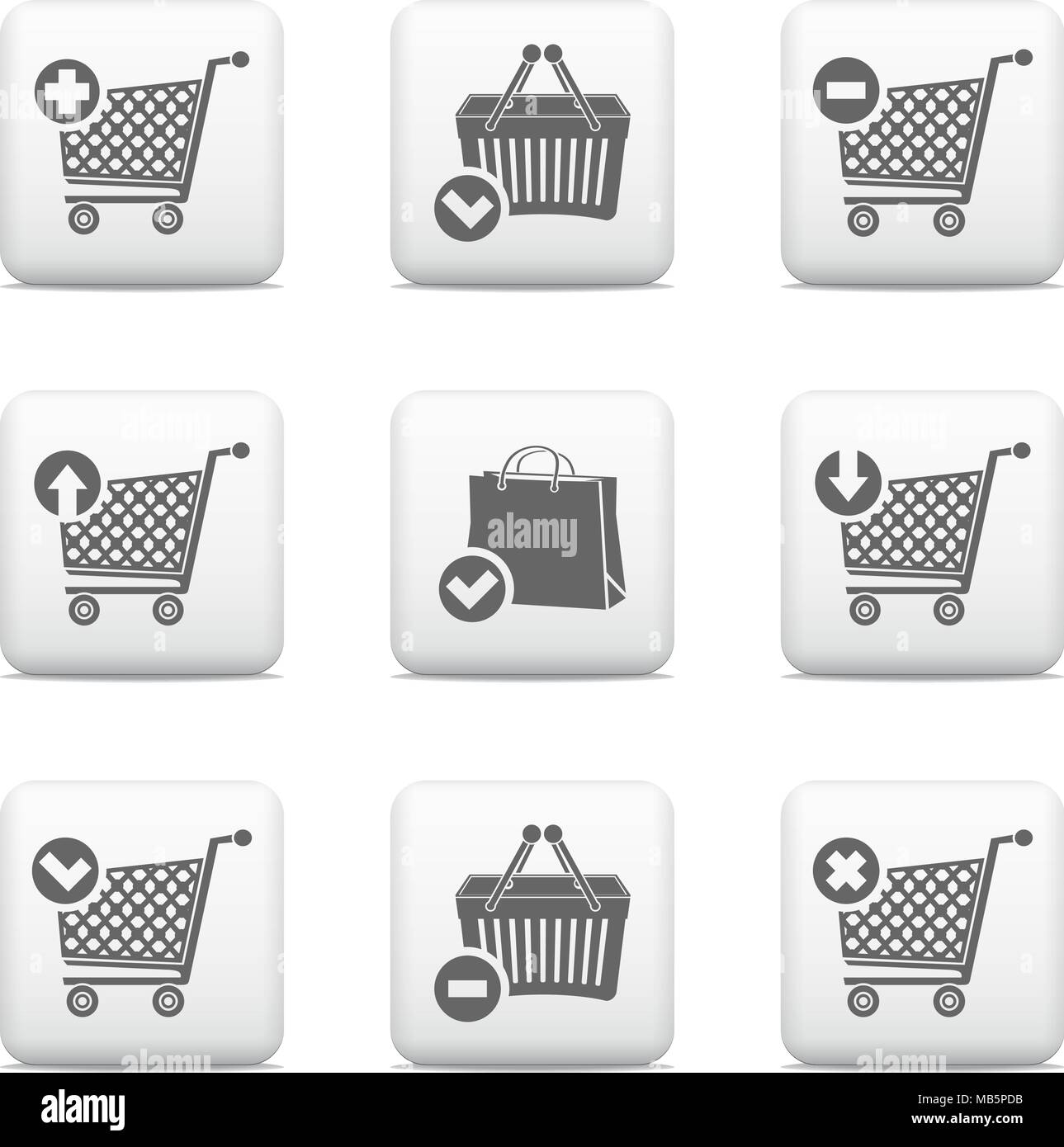 Vector shopping cart and shopping basket icons Stock Vector Image & Art ...