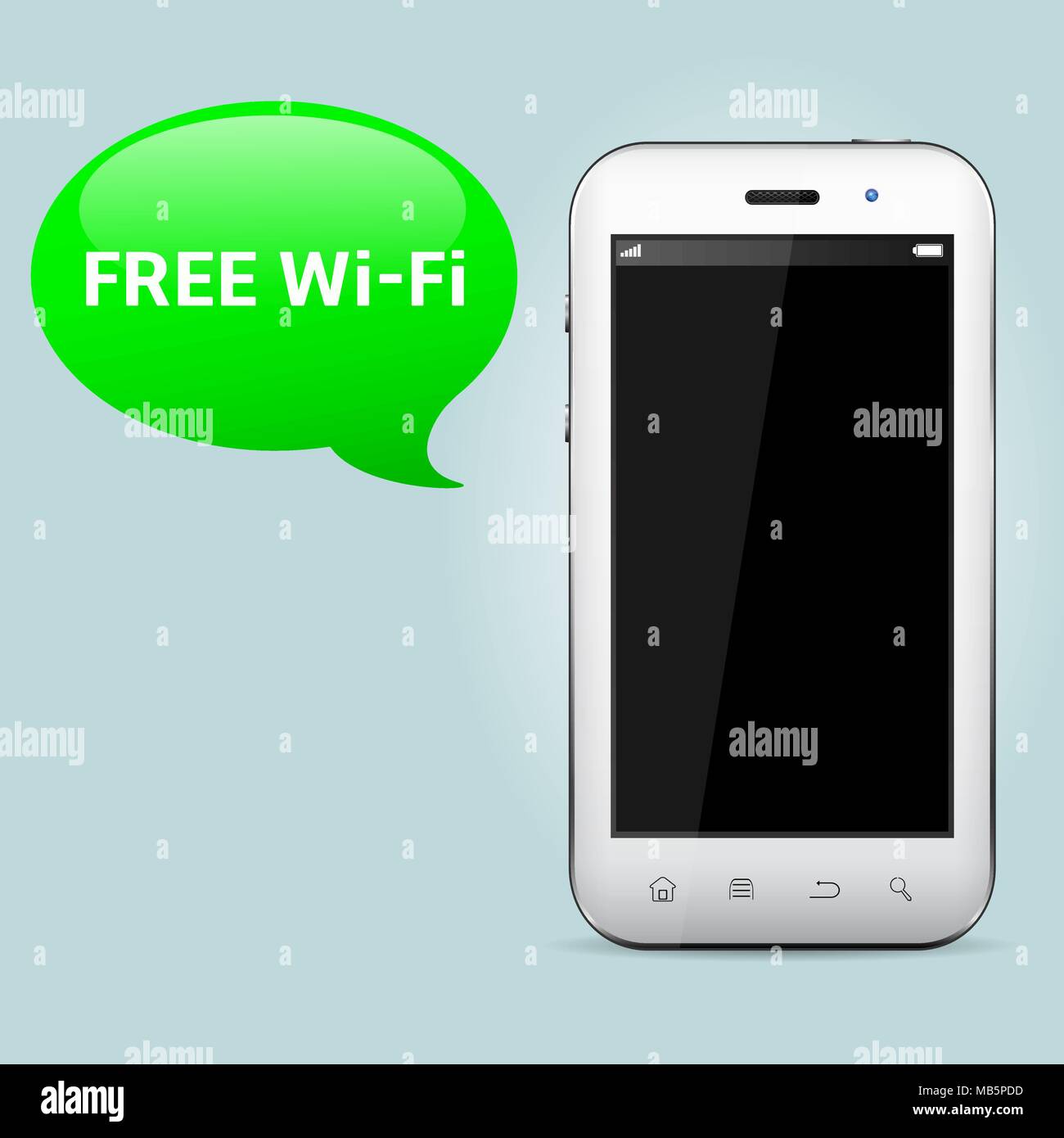 Free wifi zone. Smartphone with speech bubble. Stock Vector