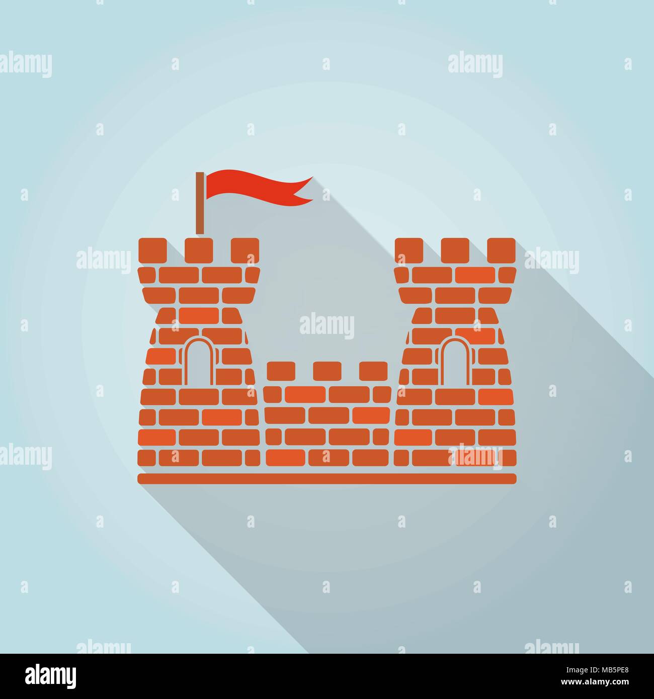 Castle flat icon with long shadow Stock Vector