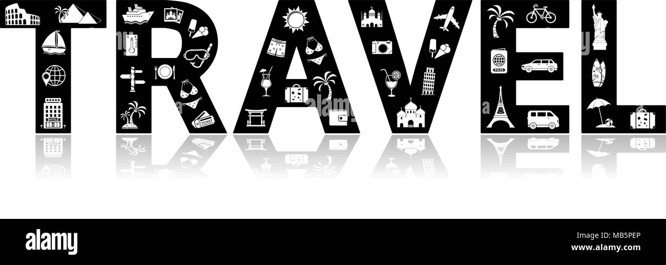 Travel and Landmarks icons on letters TRAVEL Stock Vector Image & Art ...
