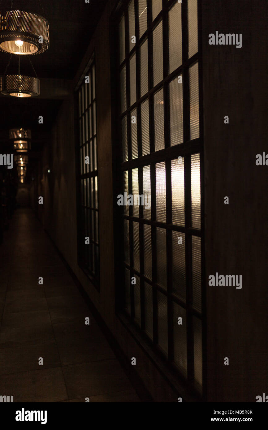 dark long corridor hallway with window vertical image Stock Photo Alamy