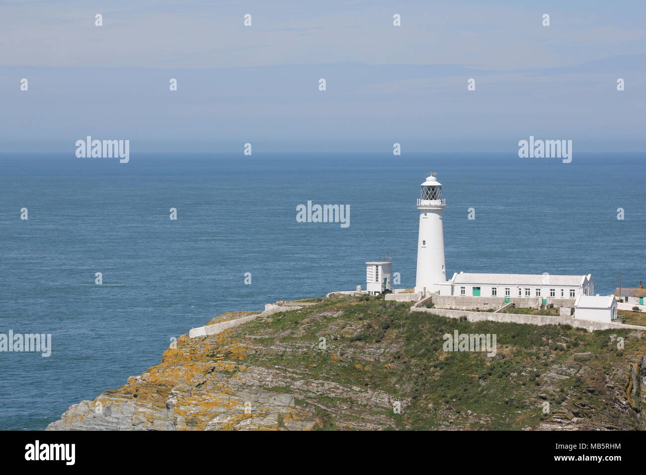 Lighthouse at South Stack Wales (Ynys Lawd) Holy Island on the North West coast of Anglesey, Wales, United Kingdom Stock Photo