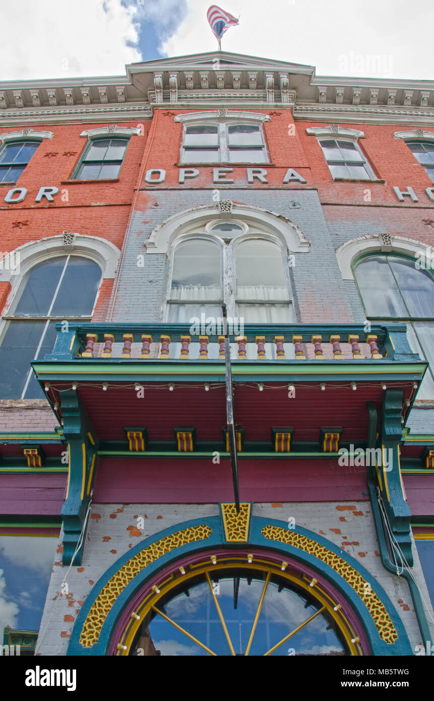 The Tabor Opera House, built in 1879 by Horace Tabor, is still used today for musical performances and stage plays. Stock Photo
