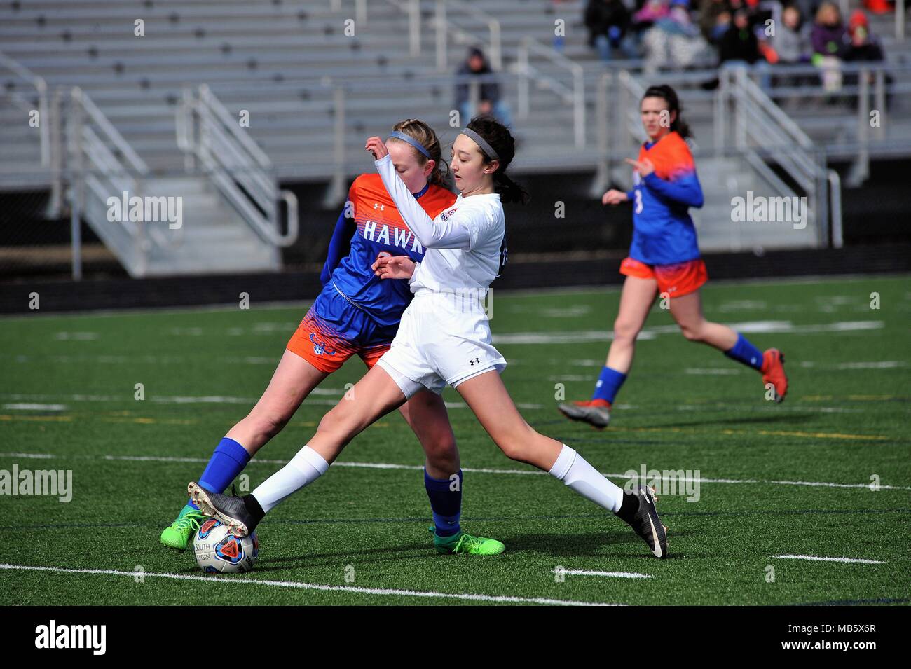 Female high school athlete soccer hires stock photography and images