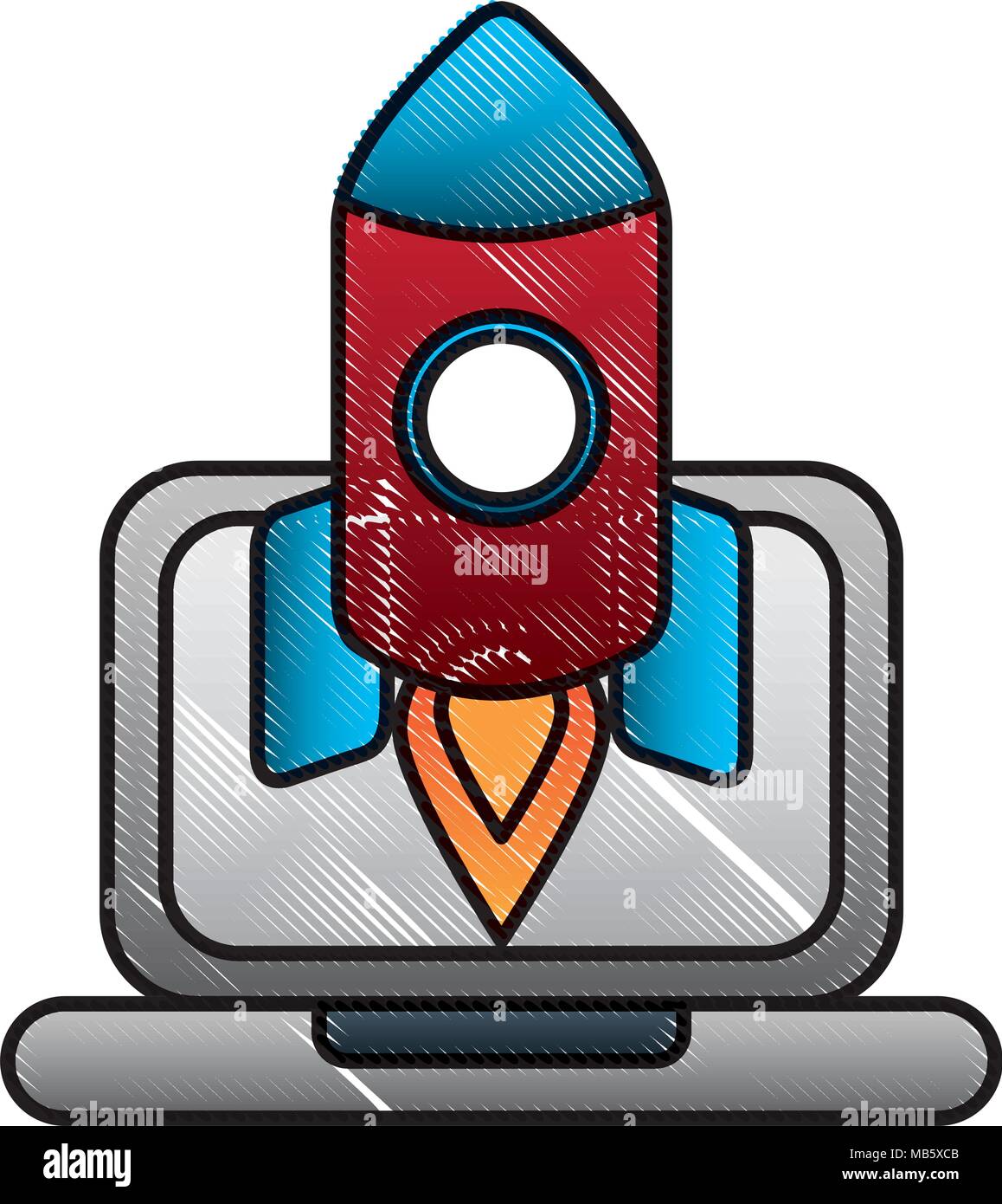 laptop rocket launching success startup Stock Vector Image & Art - Alamy