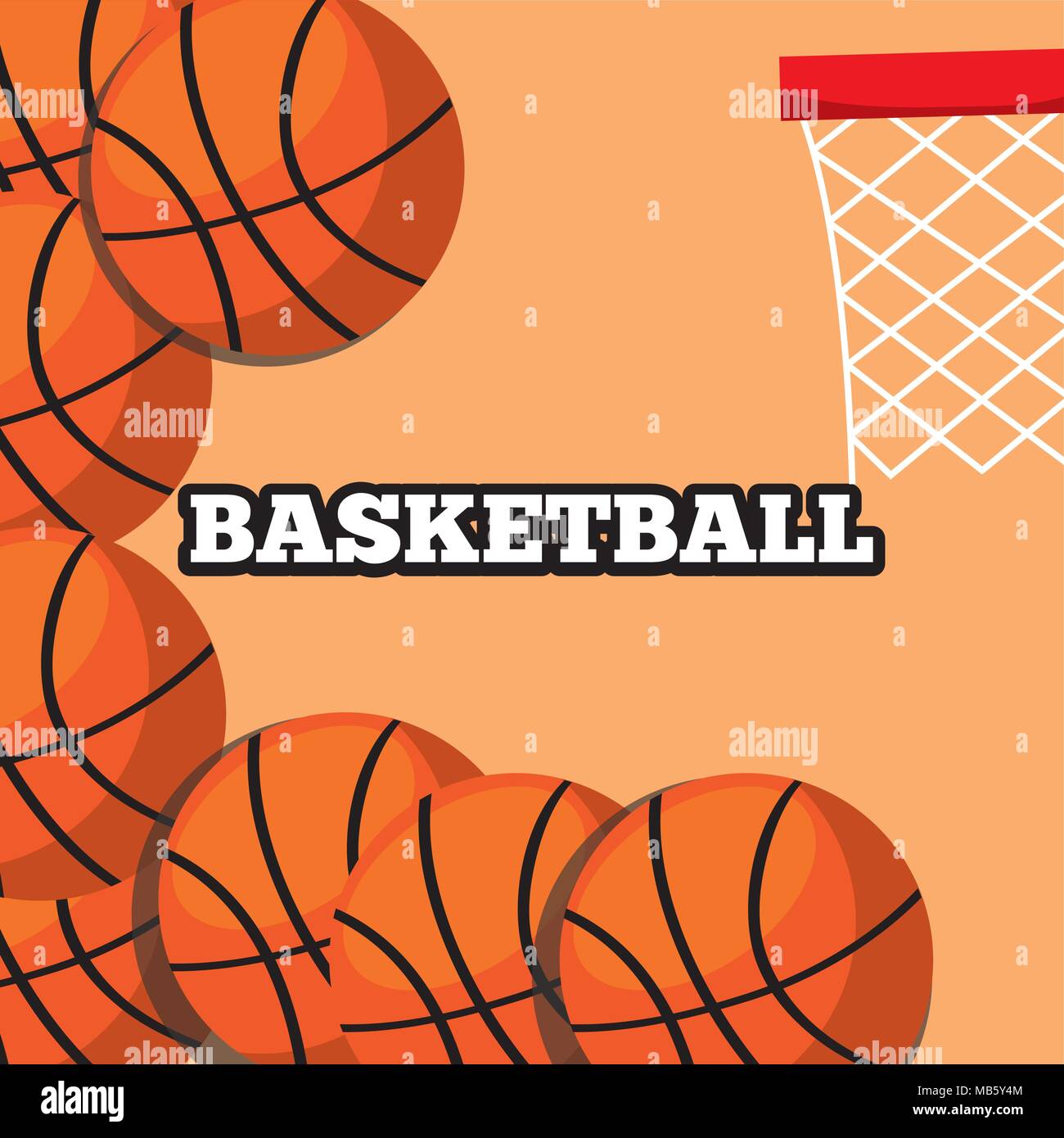 basketball balls and hoop sport background design Stock Vector Image