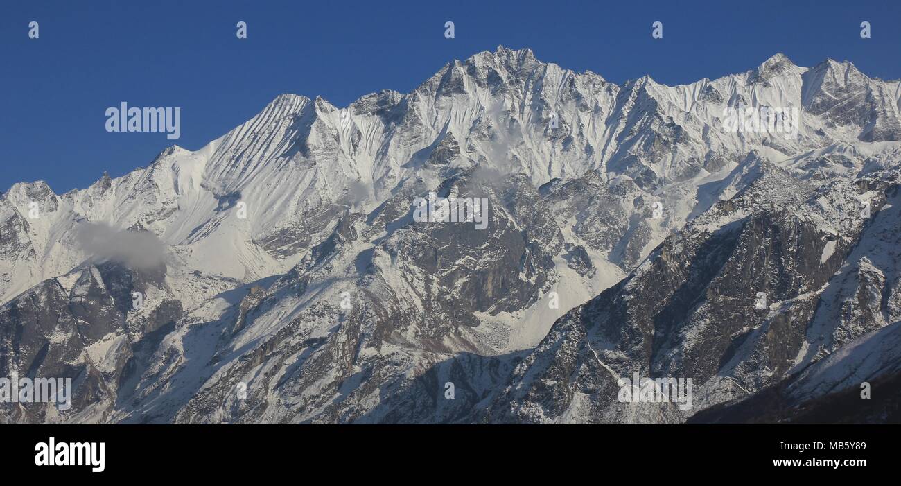 Ponggen Dopchu. View from Tserko Ri, Langtang valley, Nepal. Stock Photo