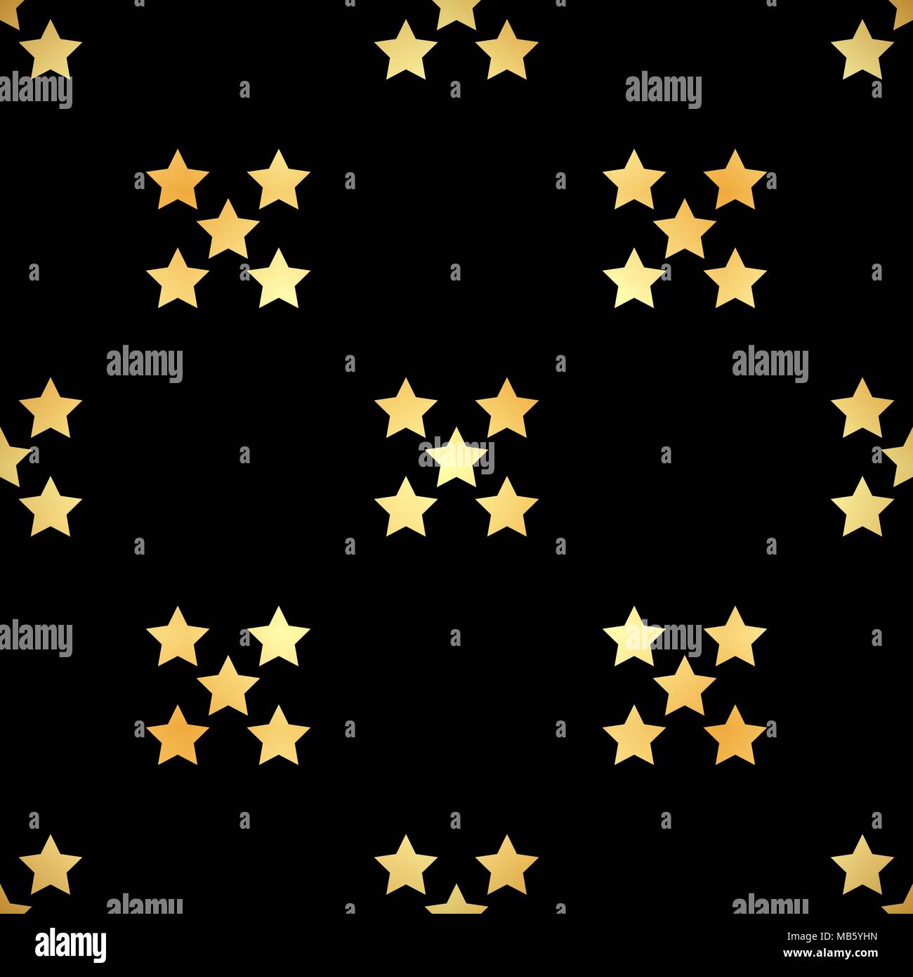 Golden Stars Seamless Pattern. The vector image. Gold Starry night sky ...