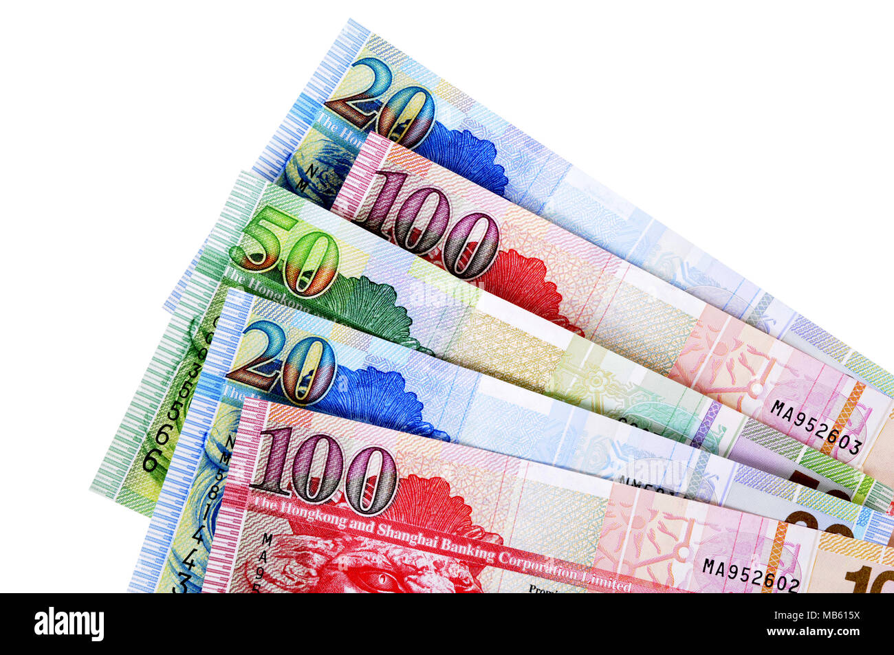 Hong Kong currency bills isolated on white Stock Photo - Alamy