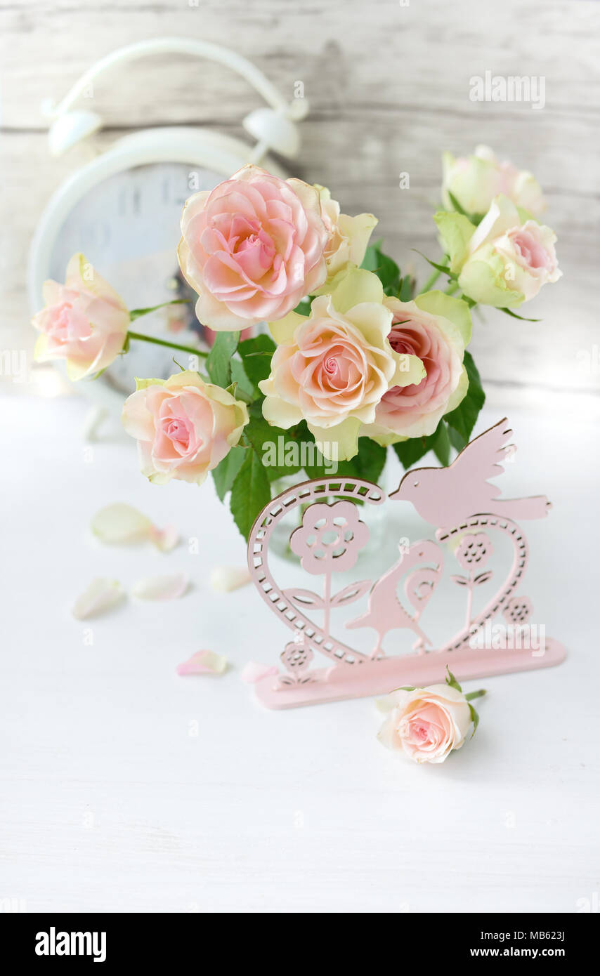 Still life with a bouquet of roses Stock Photo - Alamy