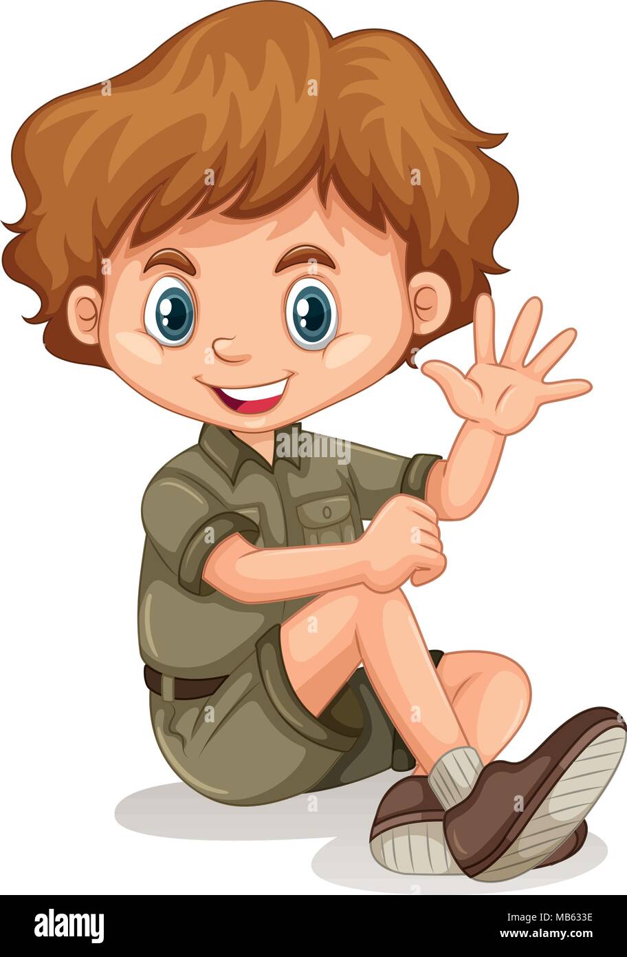 Happy boy waving hand on white background illustration Stock Vector ...
