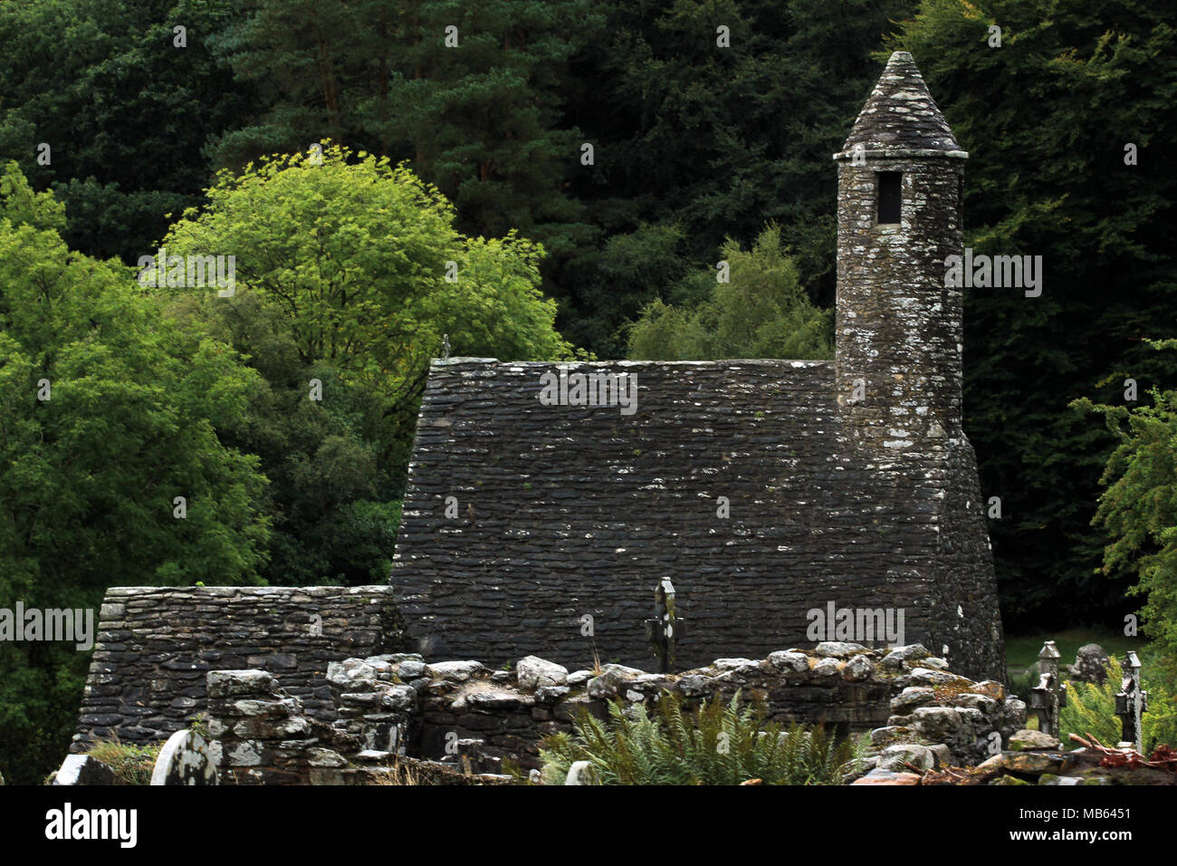 Medieval monastery Glendalough Stock Photo