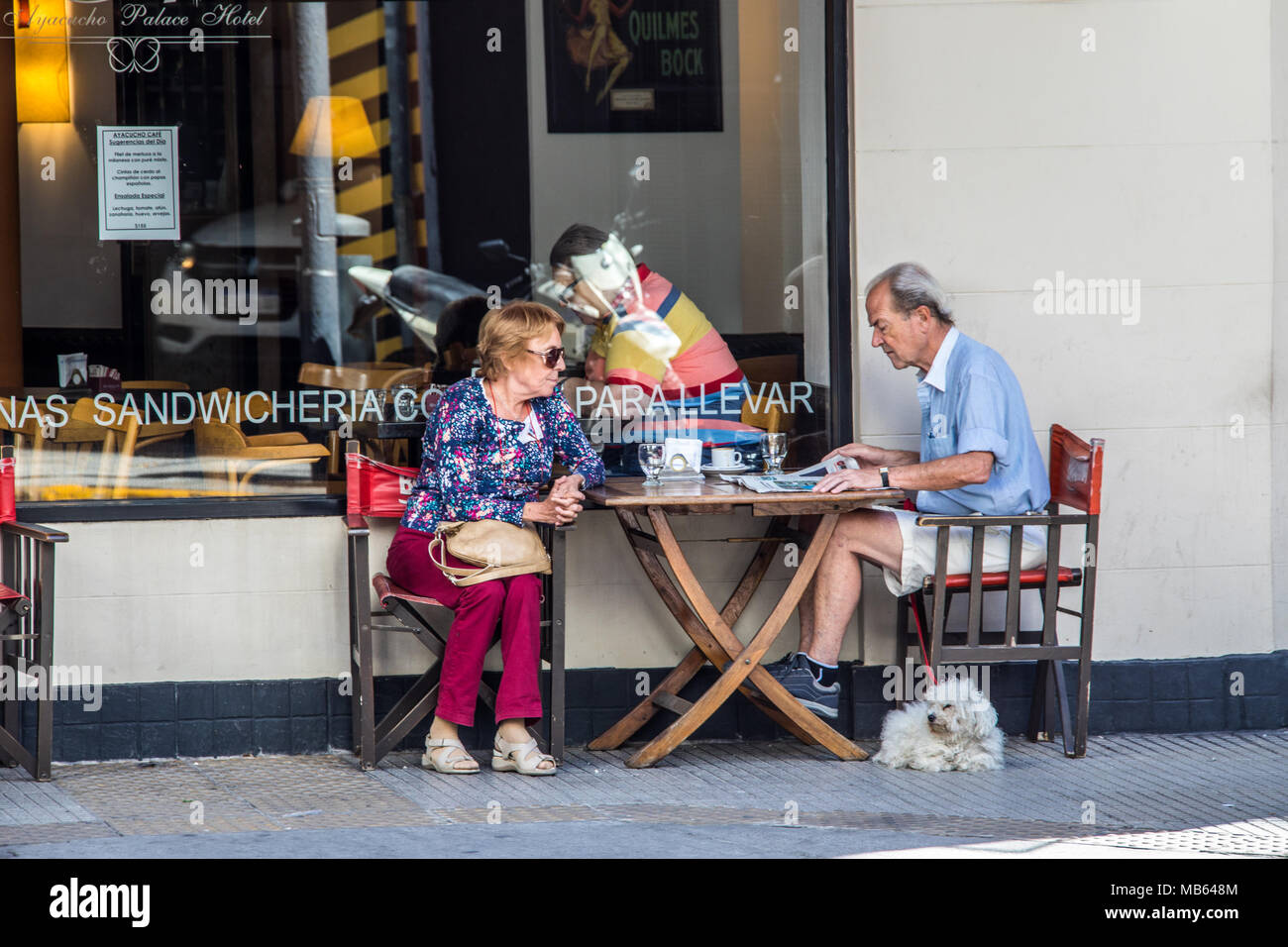 Argentine couple at a cafe, Buenos Aires, Argentina Stock Photo