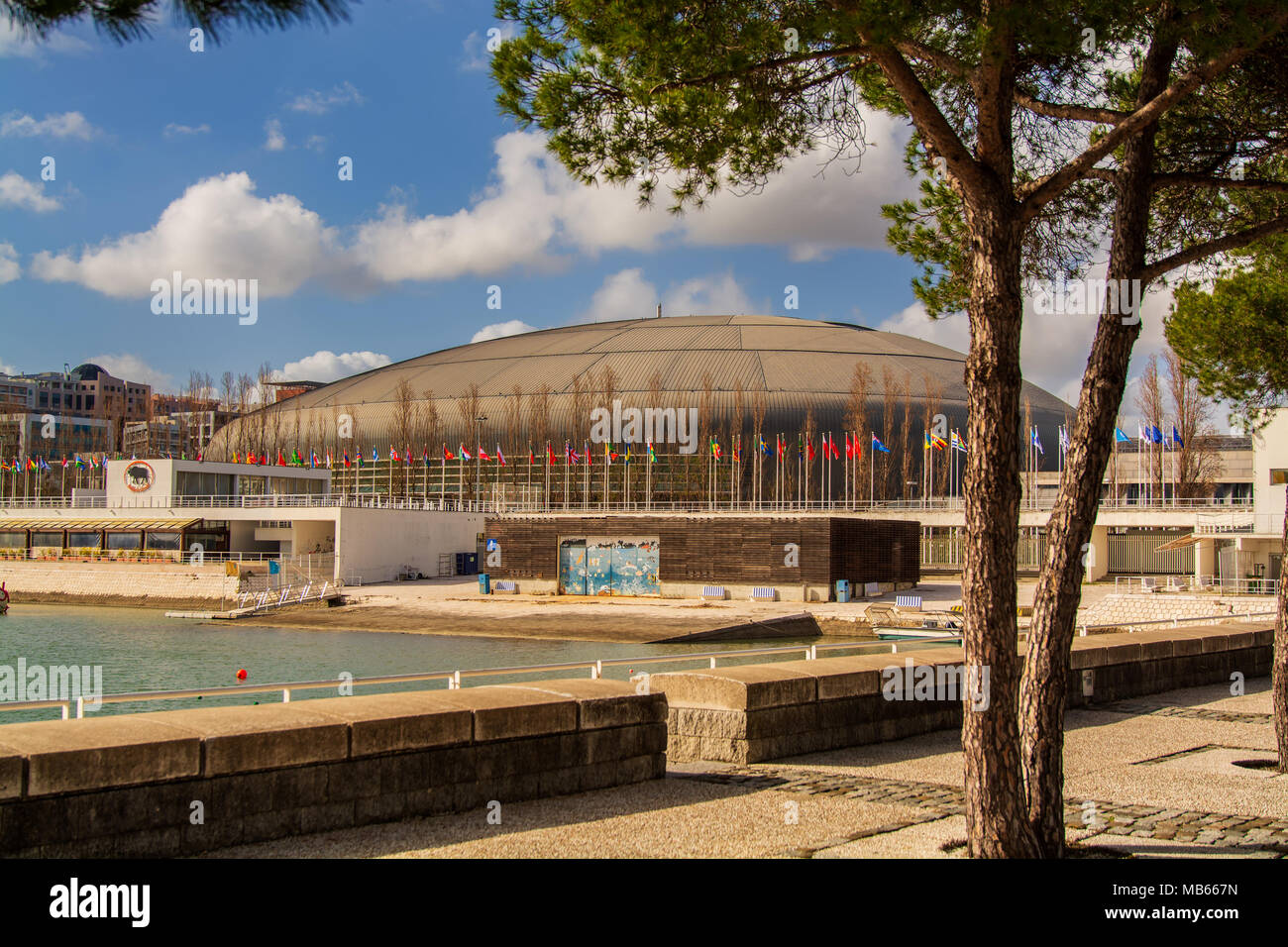 Lisbon Portugal. 04 April 2018. Exterior view of the Altice arena previous Pavilhao Atlantico in Parque das Nacoes in Lisbon.Lisbon, Portugal. photogr Stock Photo