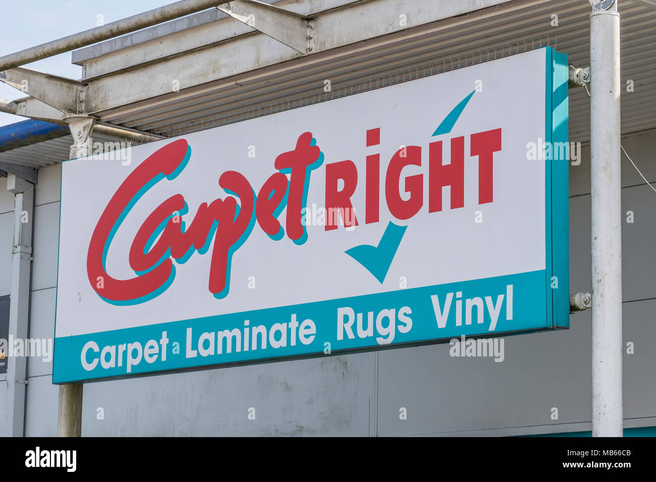 CarpetRight is possibly facing closure of stores in the UK - exterior of Bodmin Retail Park CarpetRight store before potential closures. Stock Photo