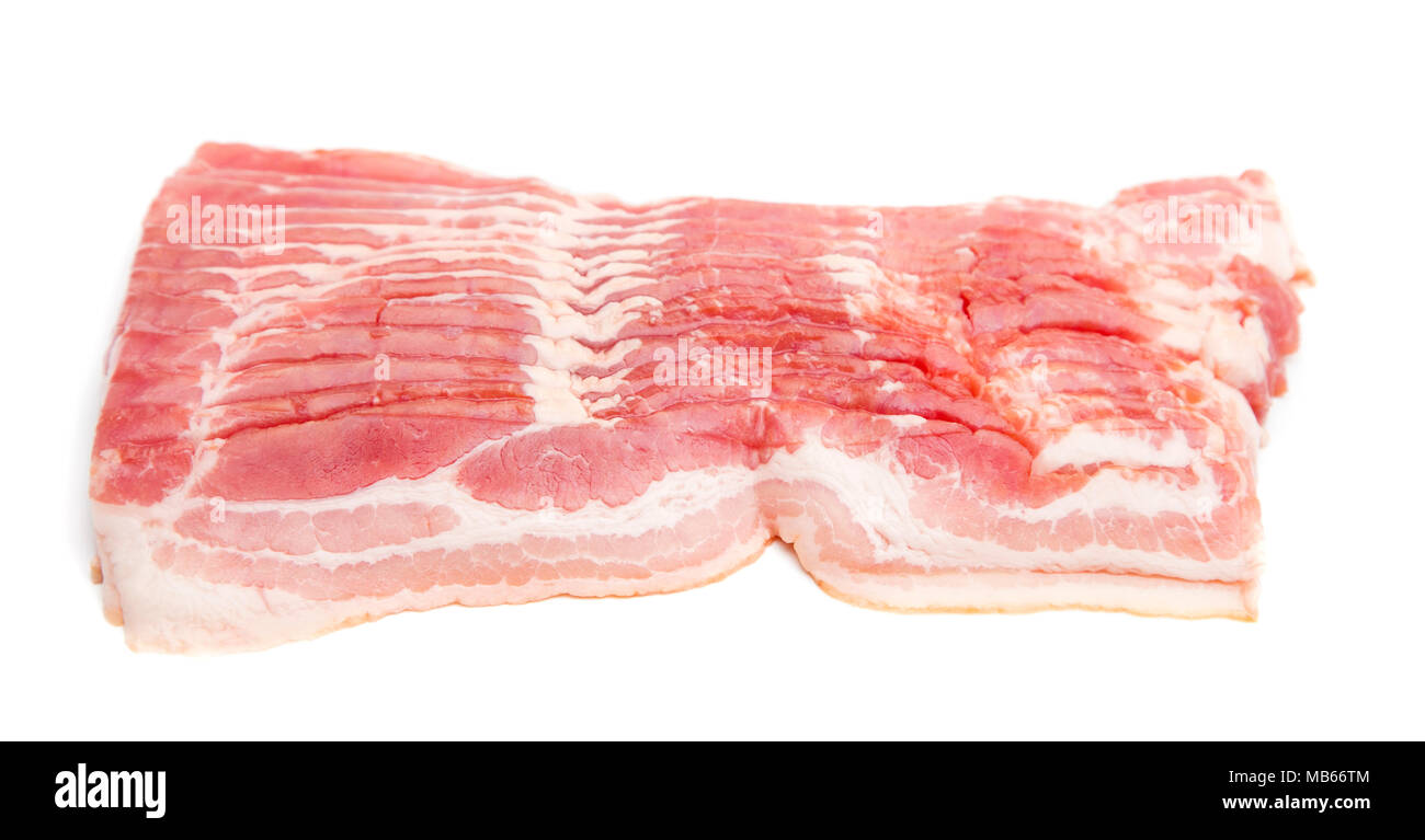 Raw American Style Bacon on a White Background Stock Photo Alamy