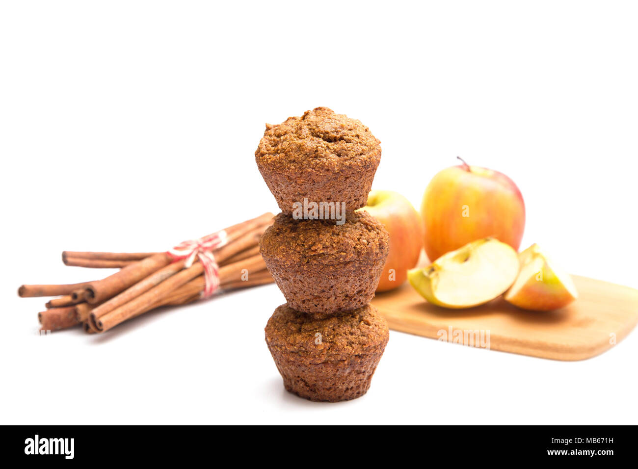 Apple Cinnamon Pecan Muffins on a White Background Stock Photo Alamy